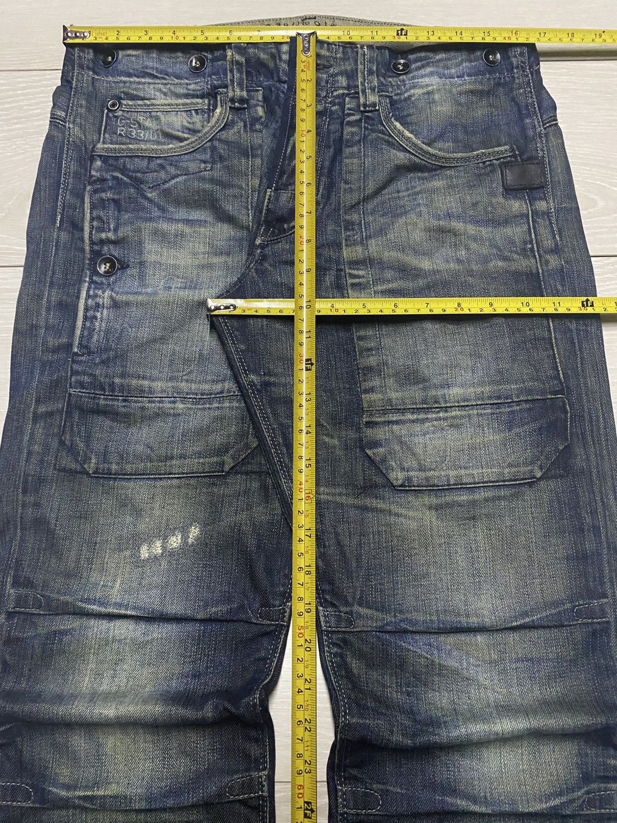 G-Star × Marc Newson G Star 33/01 Mud Wash Buckle Back Double Knee Loose Jeans Size US 33 - 20 Thumbnail