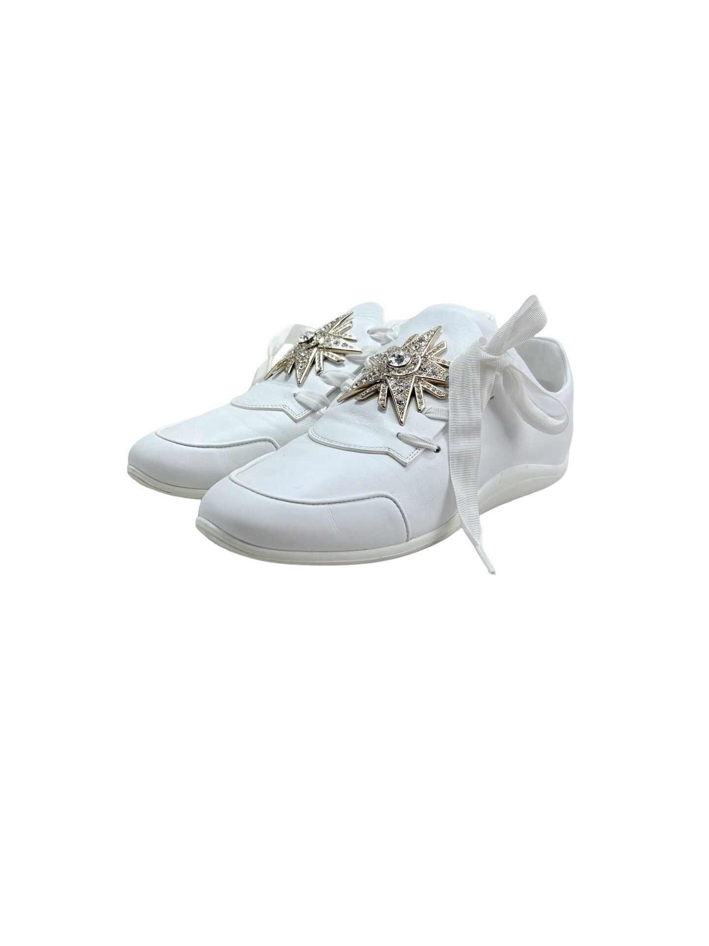 Roger Vivier Roger Vivier Crystal Sunflower Buckle Sneakers 36.5 Size US 6.5 / IT 36.5 - 1 Thumbnail