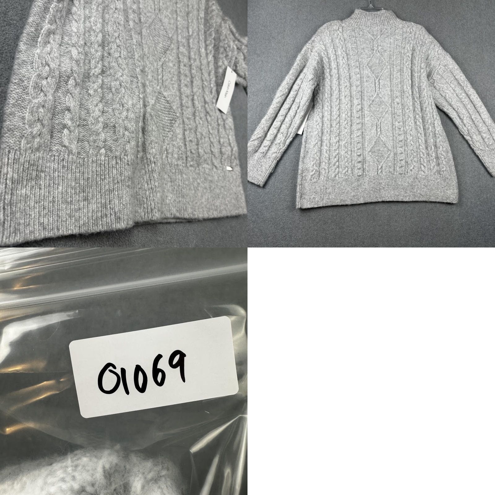 Calvin Klein Calvin Klein Sweater Womens Medium Gray Mist Cable Knit Pullover Mock Neck Soft Size M / US 6-8 / IT 42-44 - 8 Thumbnail