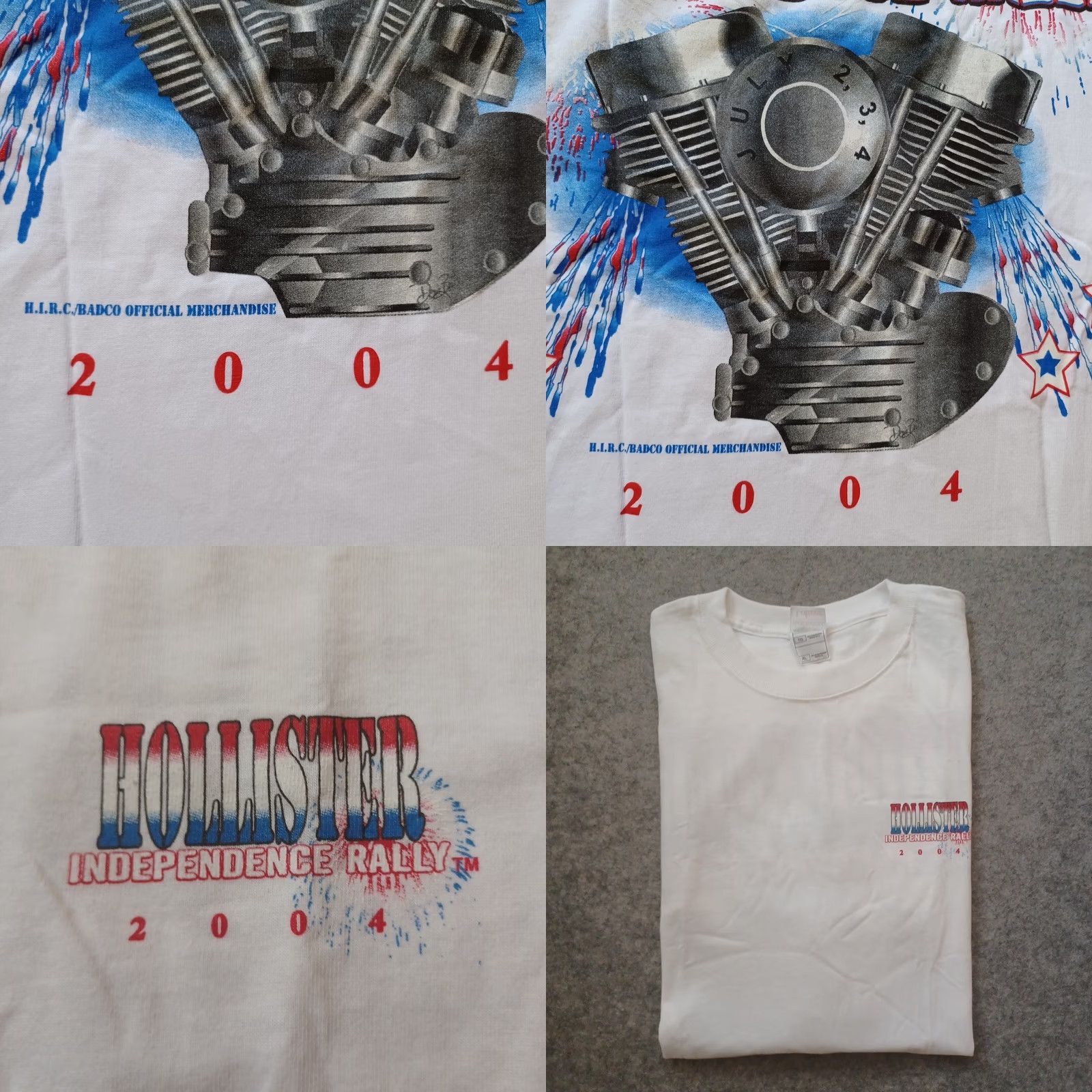 Fruit Of The Loom Hollister Independence Rally Shirt XL White Bike Engine Logo 2004 Deadstock Mens Size US XL / EU 56 / 4 - 9 Thumbnail