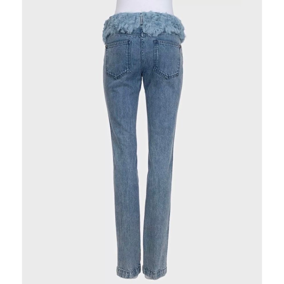 Chanel Chanel Light Blue Straight Fur Trim Jeans Sz.38 Size 27" / US 4 / IT 40 - 3 Thumbnail
