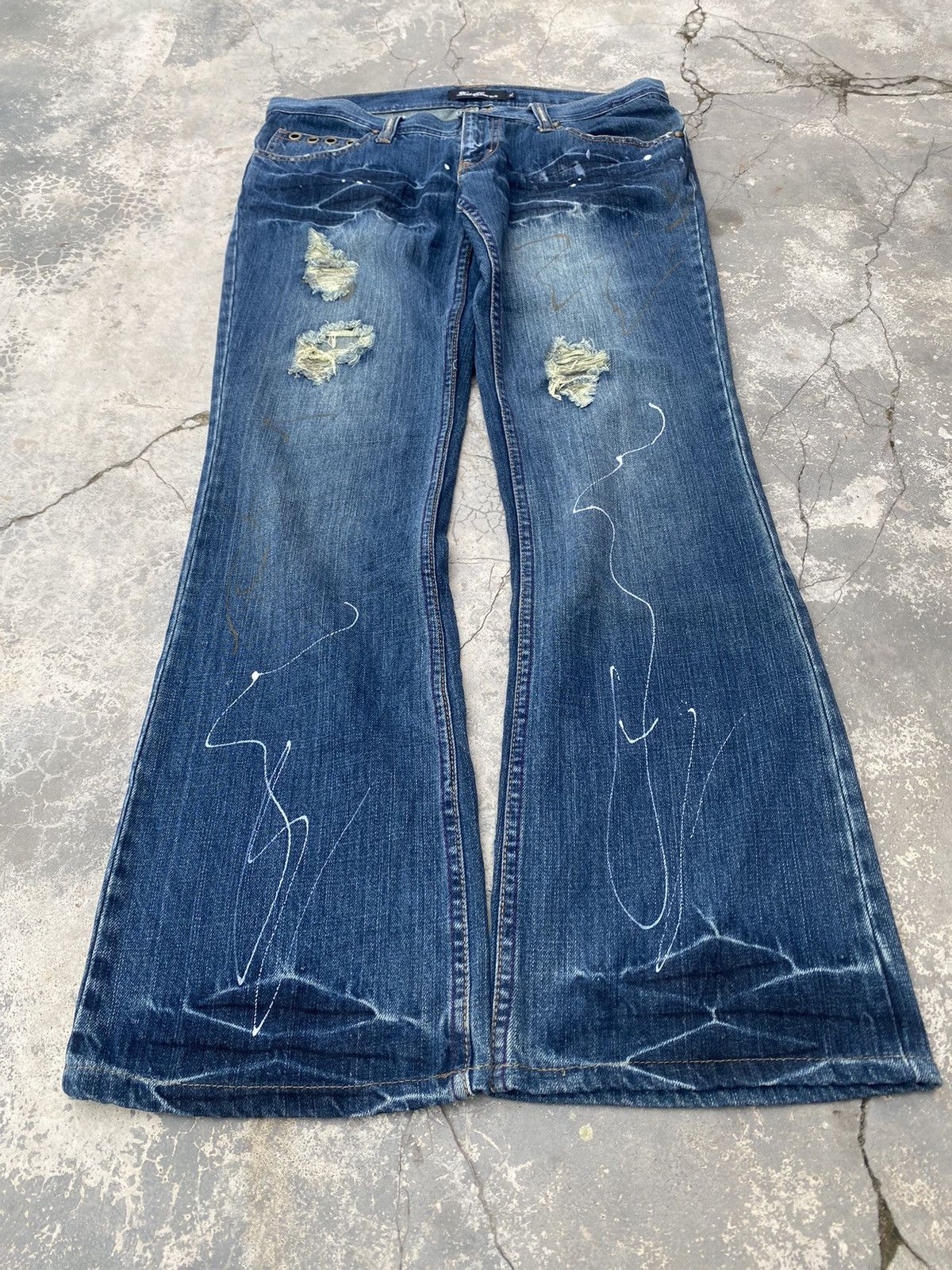 If Six Was Nine ROOT THREE Distressed Flare Size US 34 / EU 50 - 3 Thumbnail