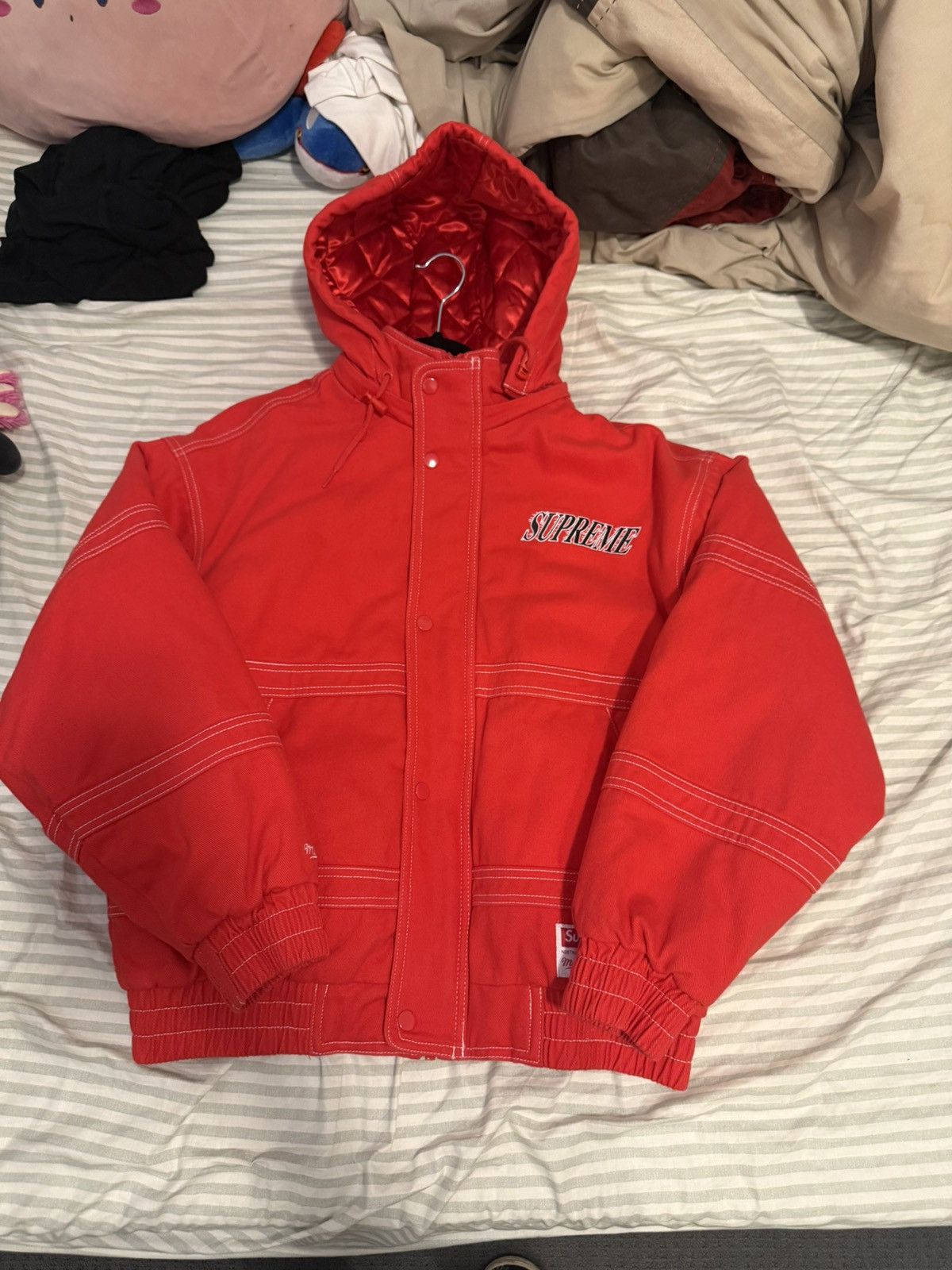 Mitchell & Ness × Supreme Supreme Mitchell & Ness Twill Stadium Jacket ‘Red’ Size US M / EU 48-50 / 2 - 1 Thumbnail
