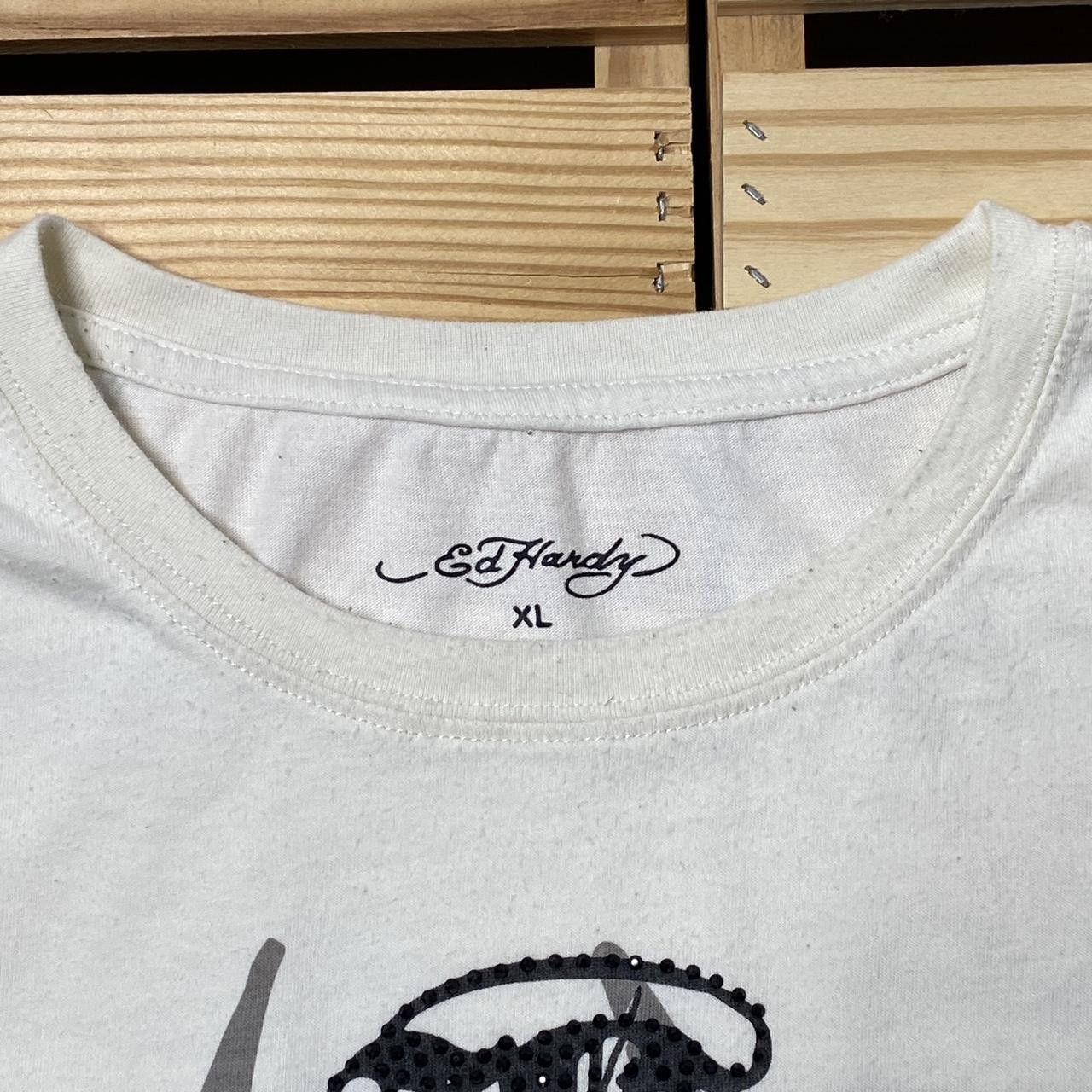 Ed Hardy Ed Hardy White Y2K Rhinestone Designer Tee Size XL Size US XL / EU 56 / 4 - 3 Thumbnail