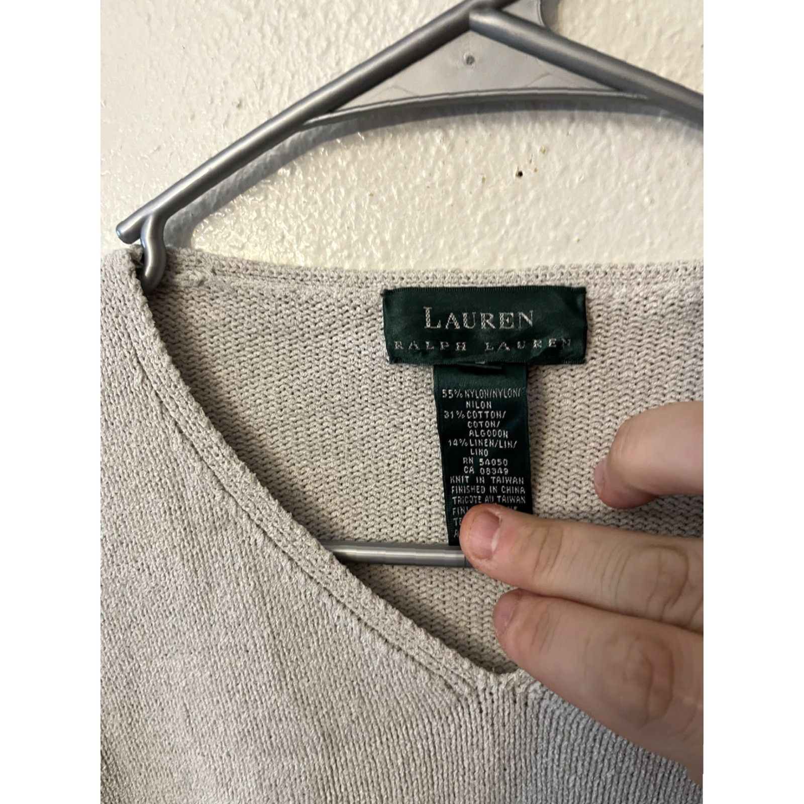 Ralph Lauren Lauren Ralph Lauren Sweater Women’s V Neck Gray Small Linen Nylon Cotton Knit Pullover Long Sleeve- Solid Size S / US 4 / IT 40 - 4 Thumbnail