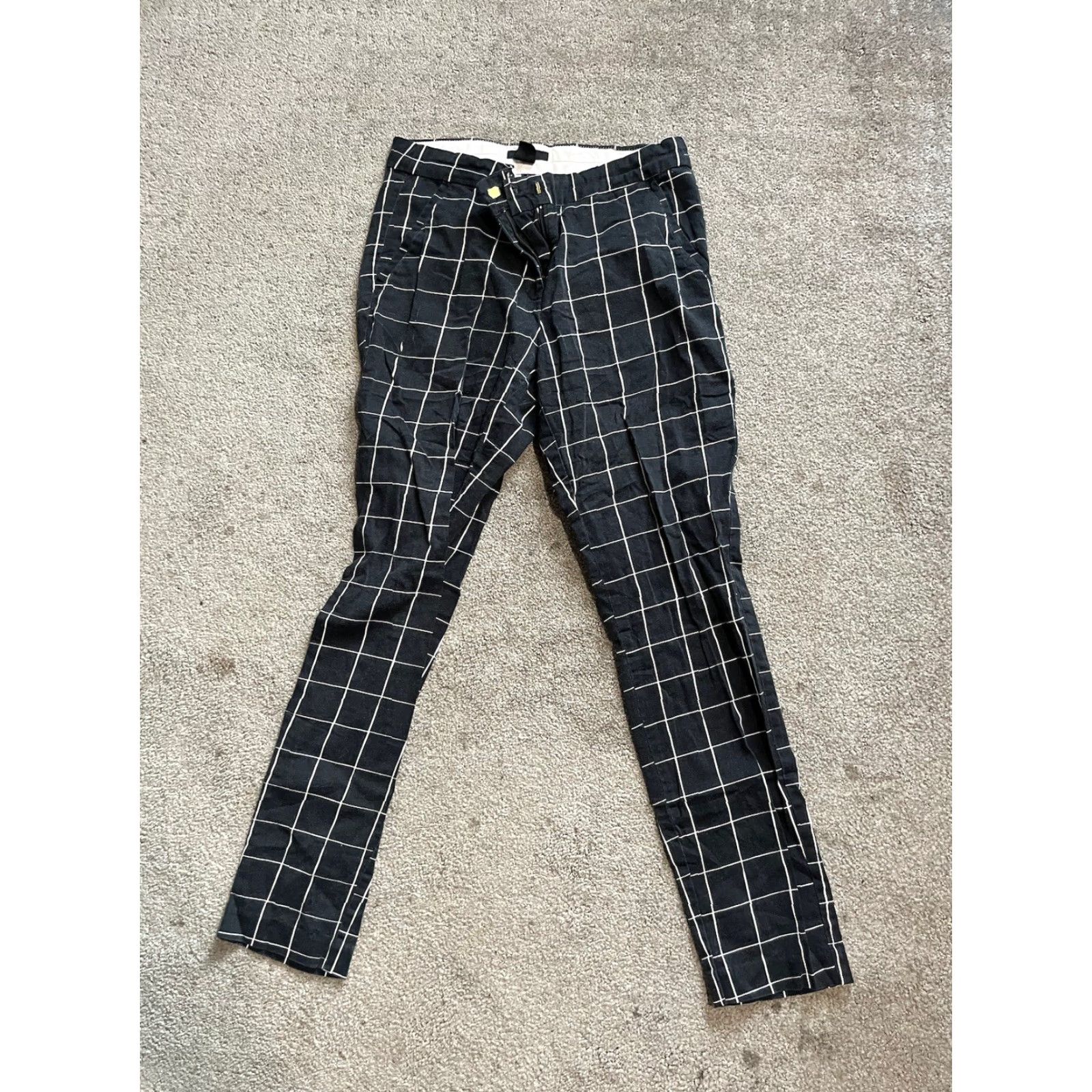 H&M H&M Women's Black Plaid Check Pants Size 4 Regular Ankle Dress Pants Size 27" / US 4 / IT 40 - 2 Thumbnail