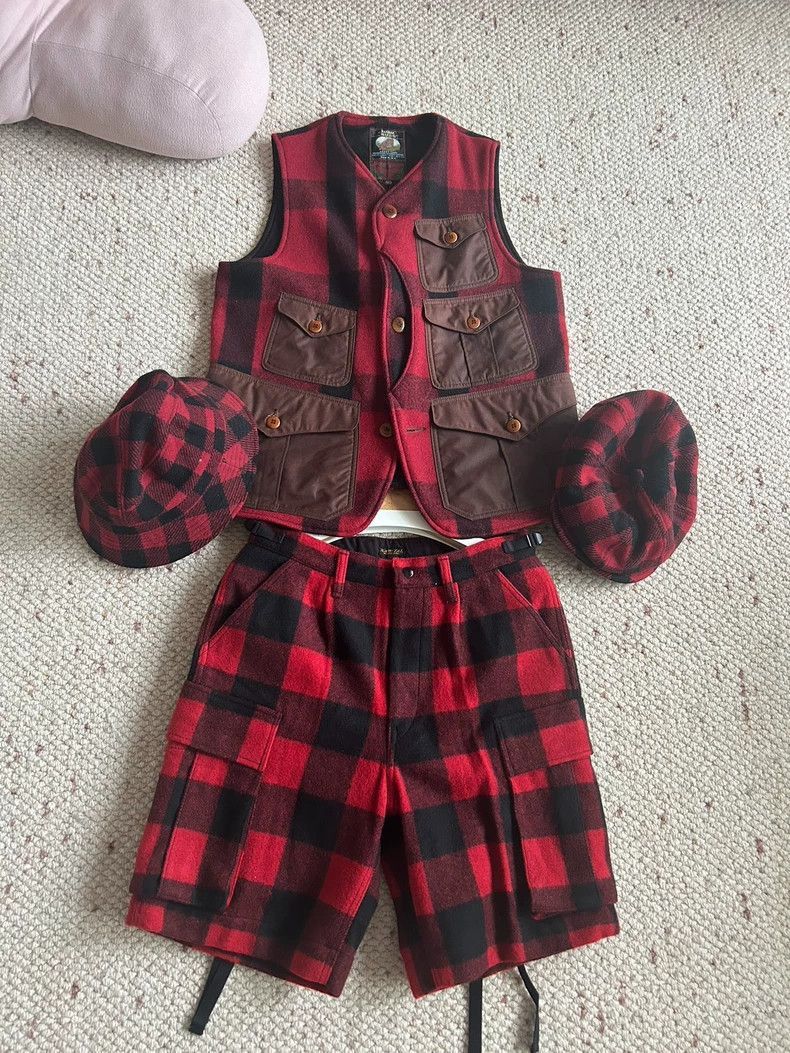 Freewheelers Red Checkered Vest and Shorts Set-2506 Size US M / EU 48-50 / 2 - 1 Thumbnail