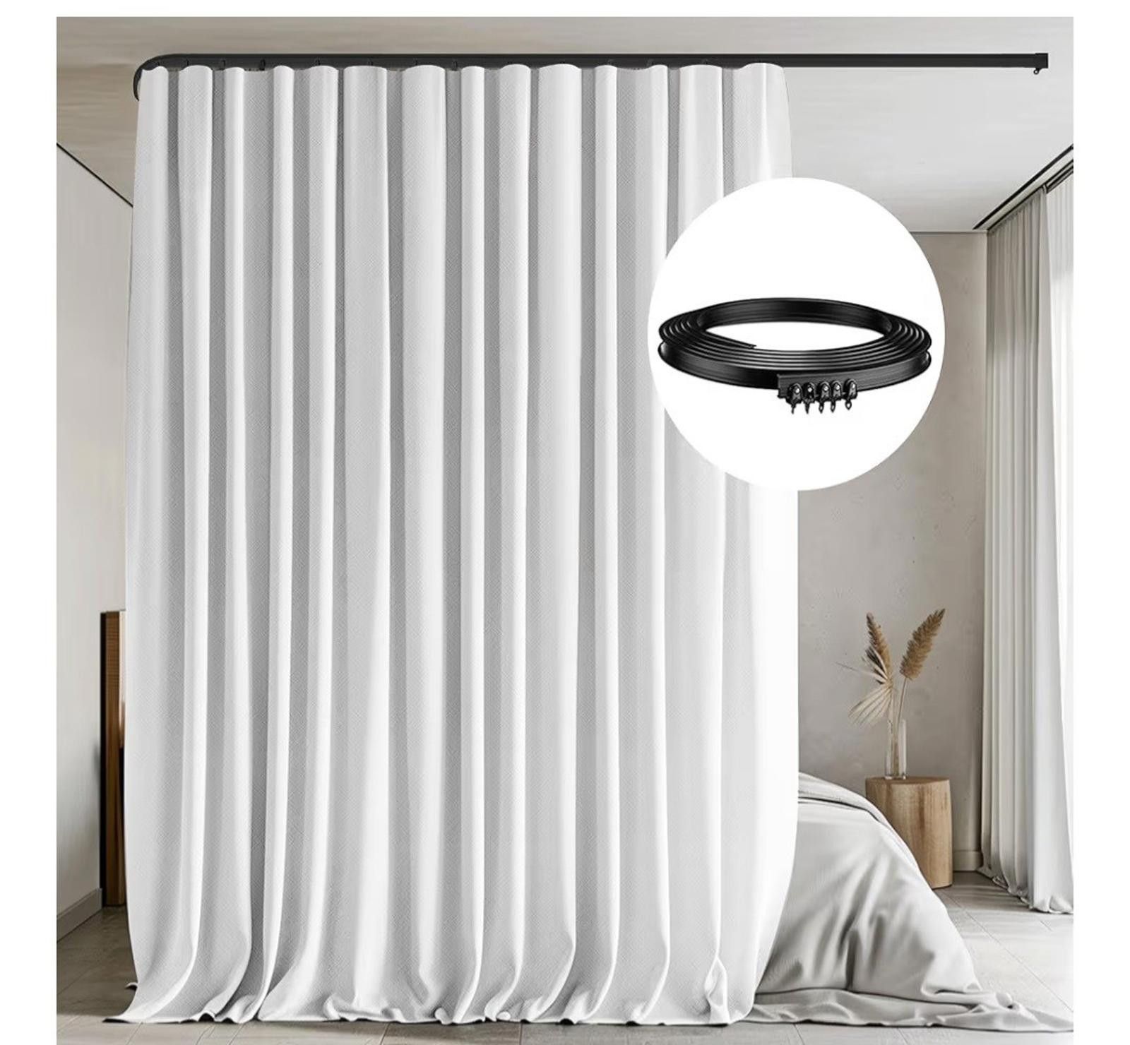 Other RoomDivider Curtain W/ Flexible CeilingTracks Set 120"Hx96"L Size ONE SIZE - 1 Thumbnail
