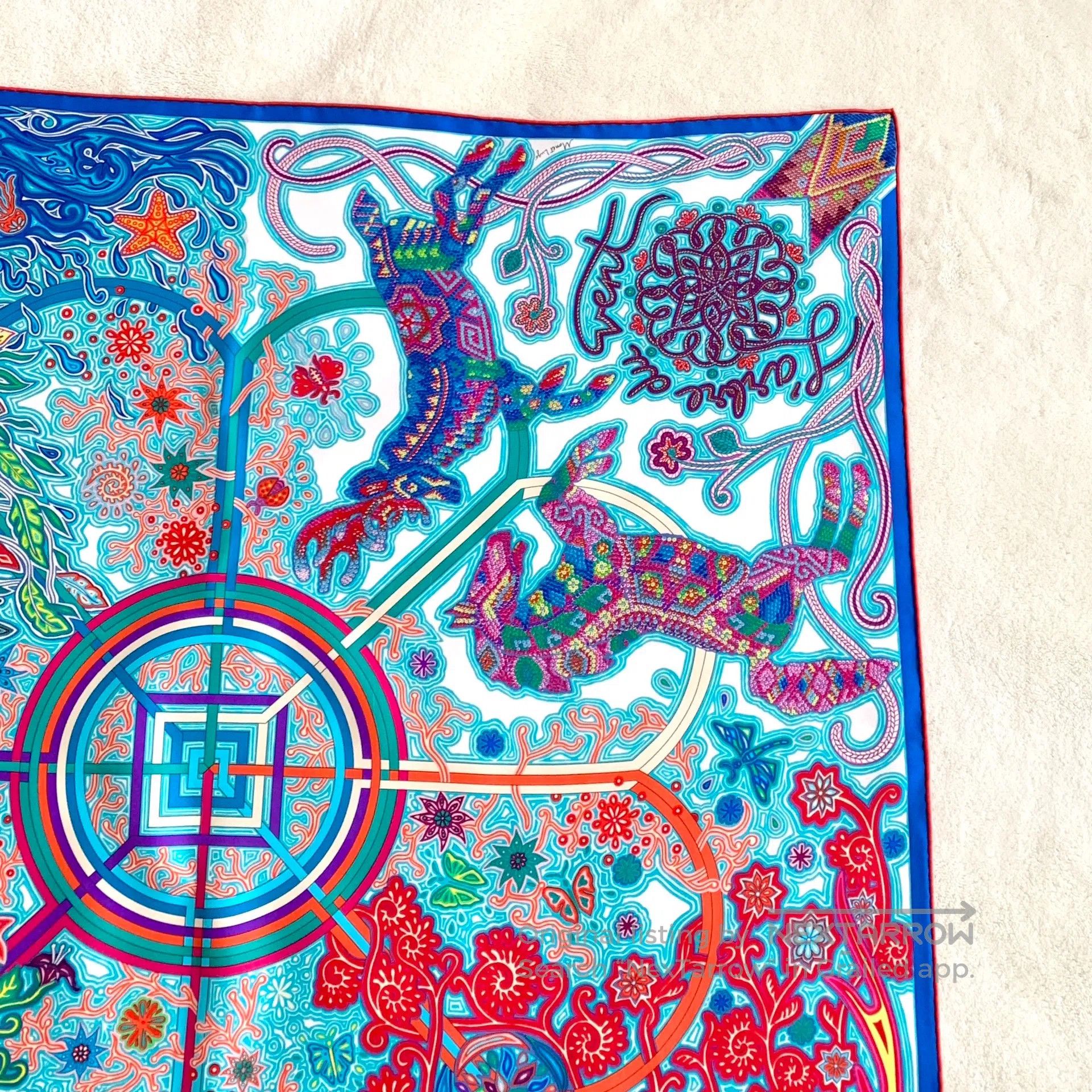 Hermes Hermes Blue Wind Tree Pattern Silk Scarf| Size ONE SIZE - 4 Thumbnail