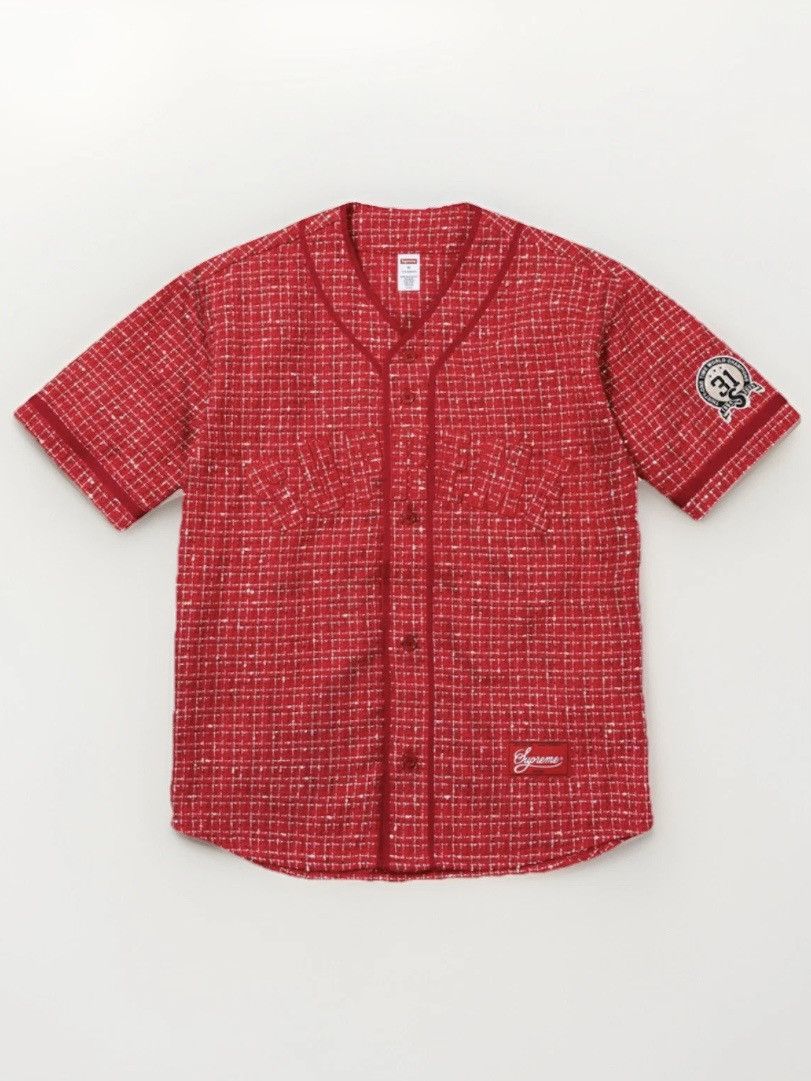 Supreme Supreme FW25 Bouclé Baseball Jersey Red LARGE (ON-HAND) Size US L / EU 52-54 / 3 - 1 Thumbnail