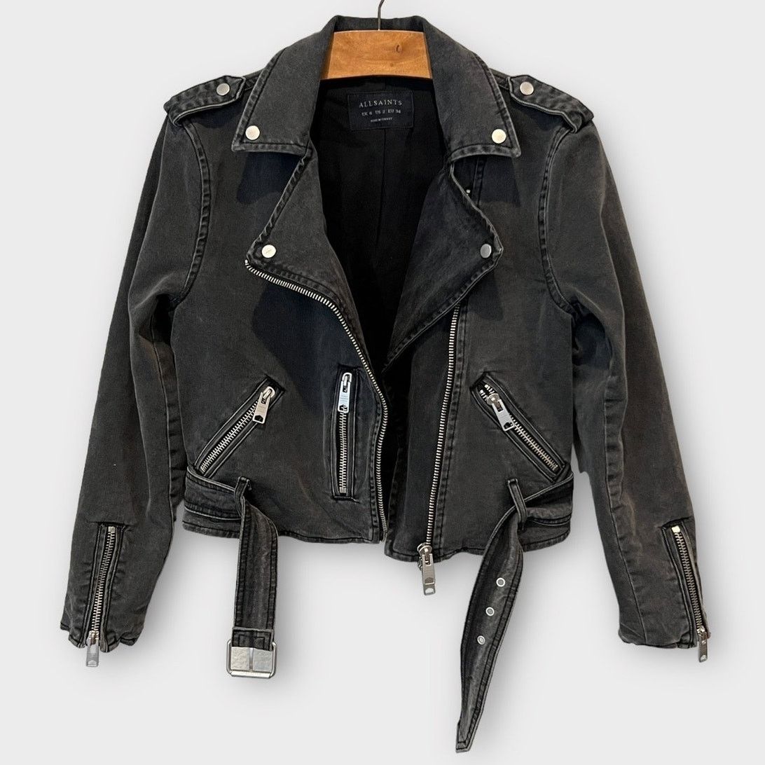 Allsaints AllSaints Balfern Denim Biker Jacket Size US/2 Size XS / US 0-2 / IT 36-38 - 9 Thumbnail