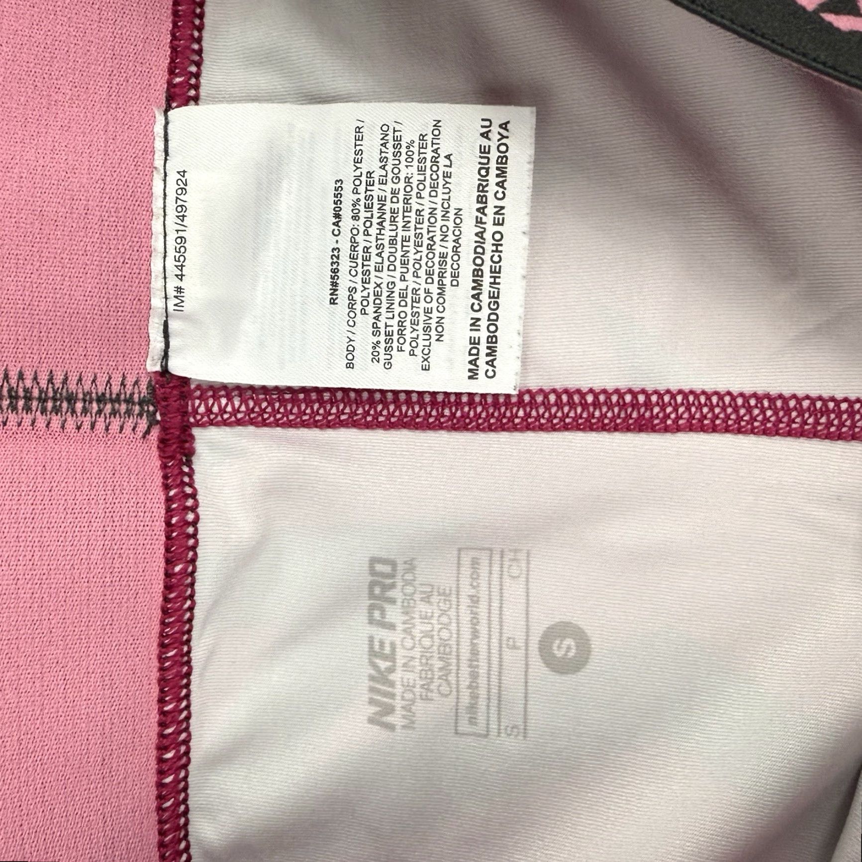 Nike Nike Pro Women Leggings Cropped S Dri-Fit Stretch Pink Gray Graphic Activewear Womens Size 28" / US 6 / IT 42 - 2 Thumbnail