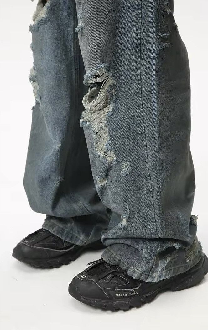 Jean Straight Loose Baggy Distressed Jeans Size US 32 / EU 48 - 5 Thumbnail