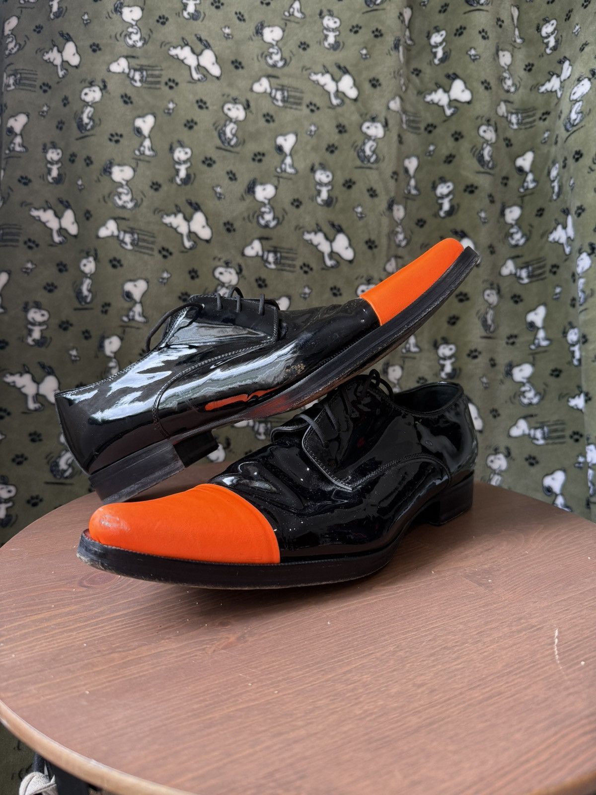 Designer × Dsquared2 Dsquared2 Orange Toes Derby Leather Shoes Size US 11 / EU 44 - 1 Thumbnail
