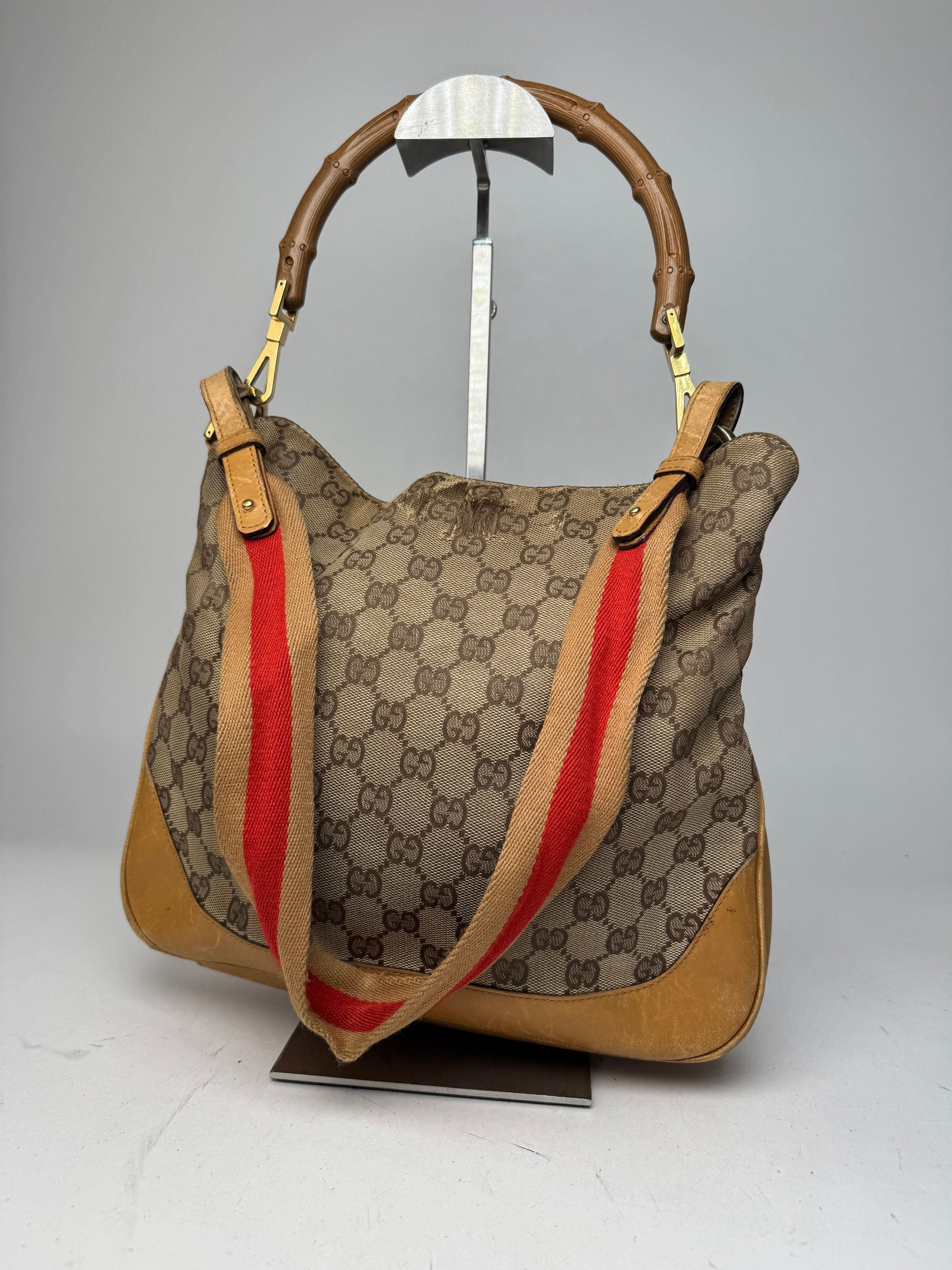 Gucci Vintage Monogram 2Way Bamboo Top Handle Bag Beige Size ONE SIZE - 1 Thumbnail