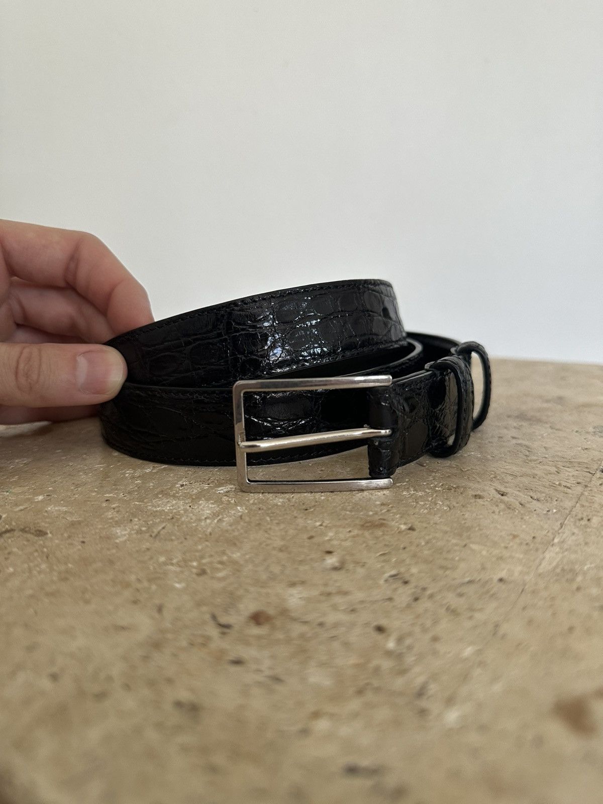Celine Céline Hedi slimane crocodile belt Size 40 - 2 Thumbnail