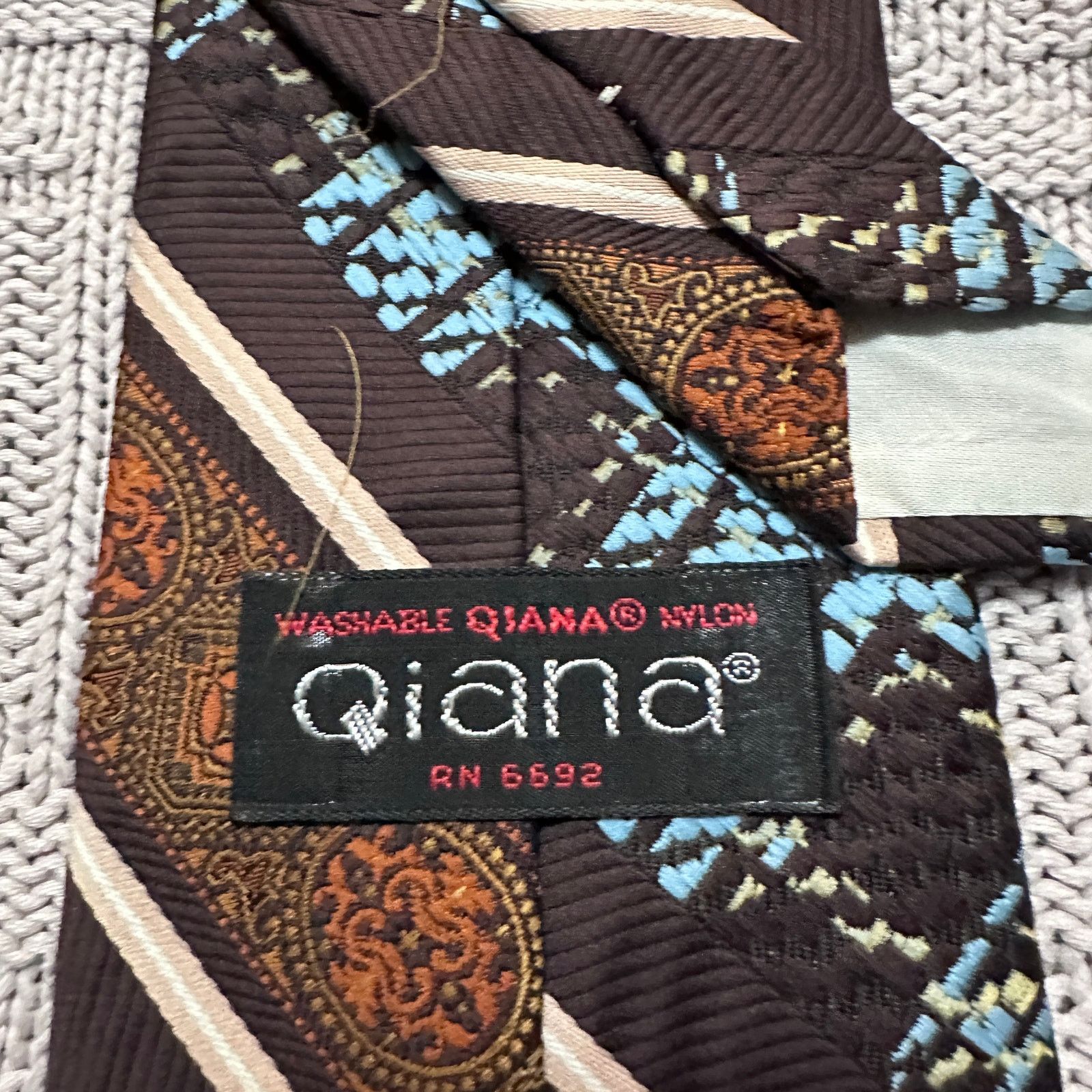 Vintage Vintage Qiana brown and orange patterned men's tie Size ONE SIZE - 3 Thumbnail