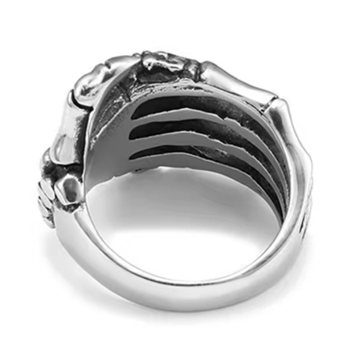 Jewelry × Vintage Silver Gothic Skulls Skeleton punk Hand Ring Size 7 - 13 Size ONE SIZE - 6 Thumbnail