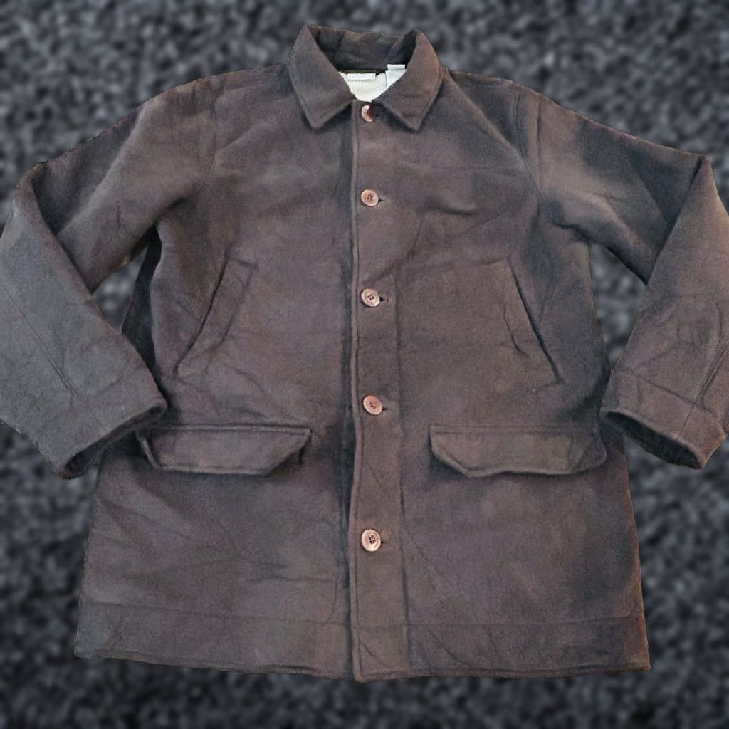 VINTAGE LL Bean Mens M Faux Suede Sherpa Lined Barn Chore Coat Brown Jacket Coat Overcoat Men Brown Mens M LL Bean