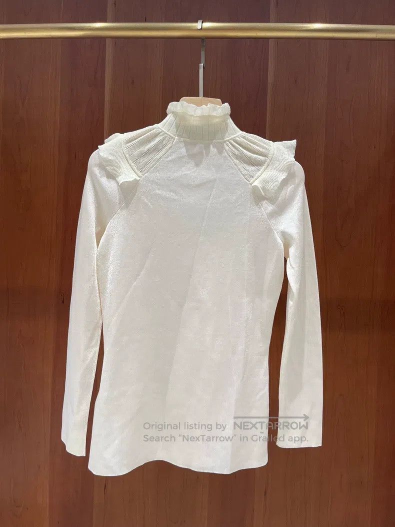 Hermes Hermes Off-white ruffled knit sweater Size XS / US 0-2 / IT 36-38 - 2 Thumbnail