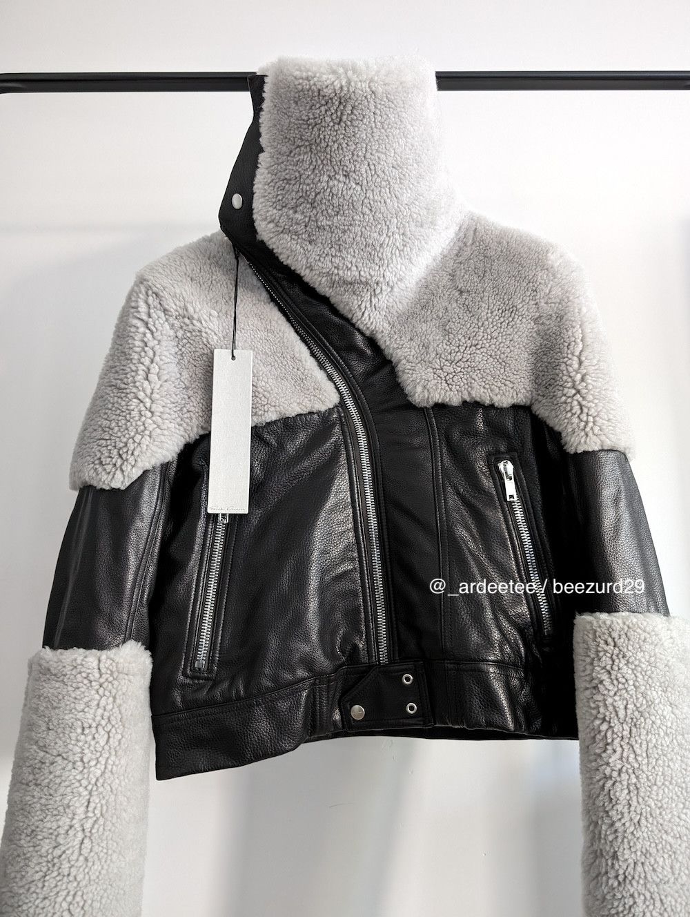 Rick Owens 💥*NEW* KEITH SHEARLING JACKET PERFORMA/STROBE BLACK/PEARL Size US M / EU 48-50 / 2 - 6 Thumbnail