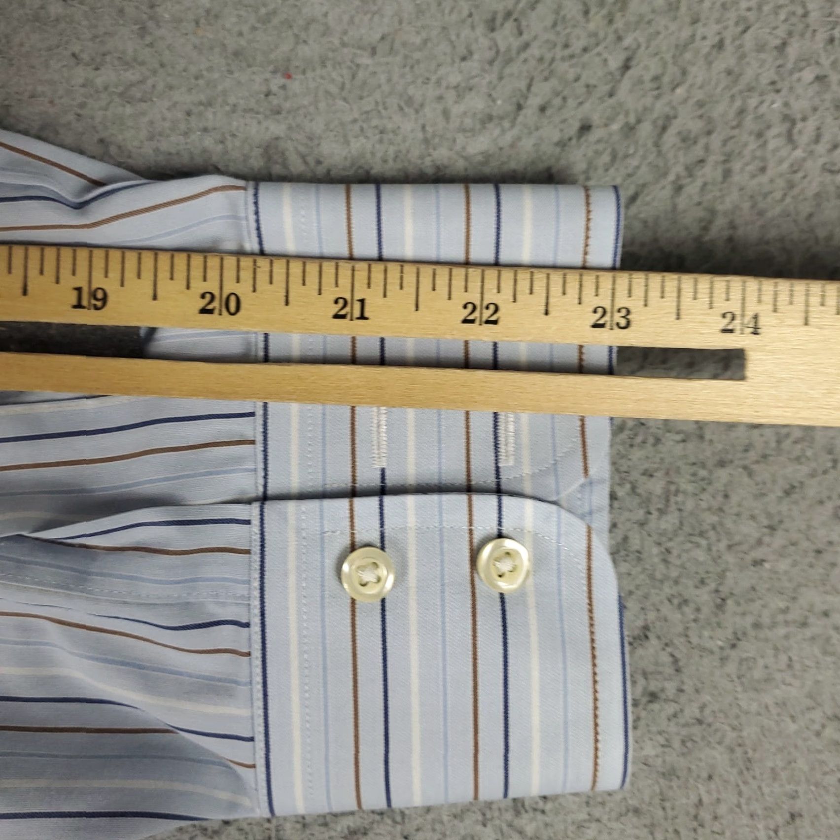 Brooks Brothers VINTAGE Brooks Brothers Shirt Mens 18 Blue Striped Madison Dress Button Up Long Sleeve, 18, Blue, Non-Iron, Regular Fit, Men's Dress Shirt Size 48R - 7 Thumbnail