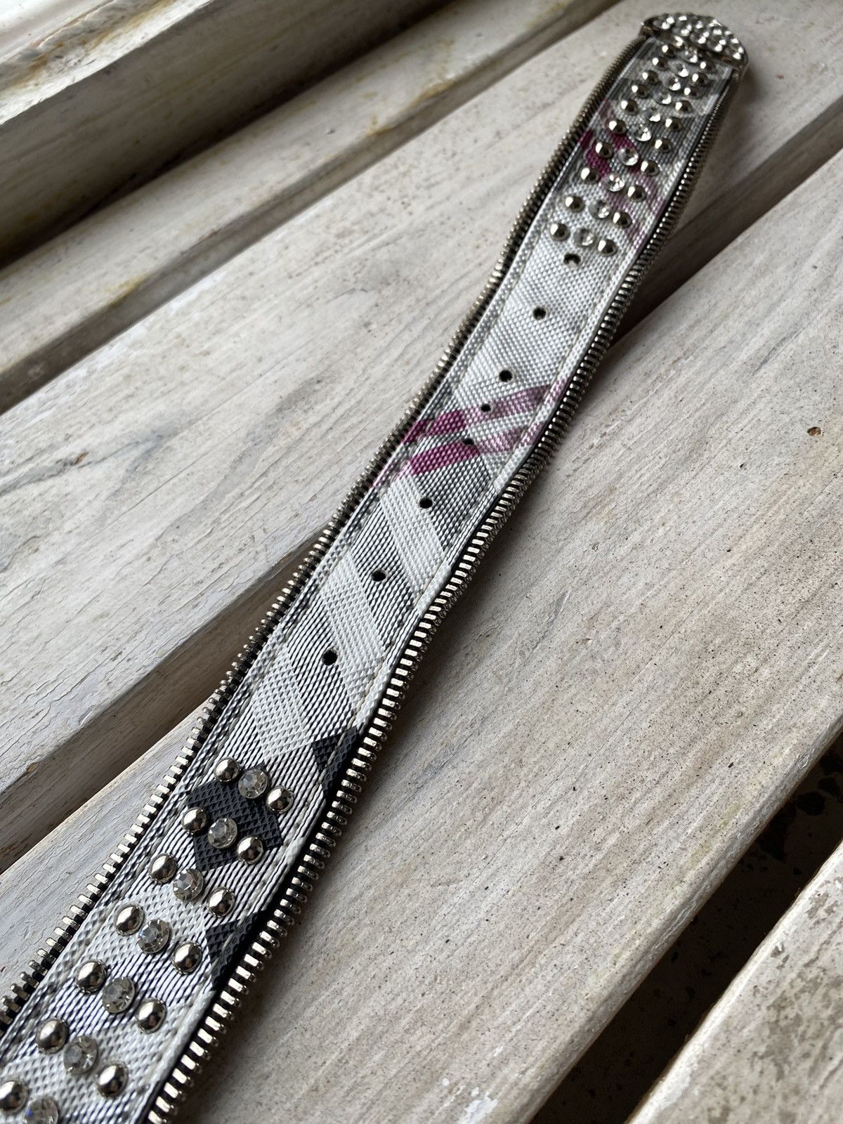 Hysteric Glamour × Leather × Vintage Vintage Leather Belt Y2K Rhinestones Punk Metal Avant Garde Size ONE SIZE - 6 Thumbnail