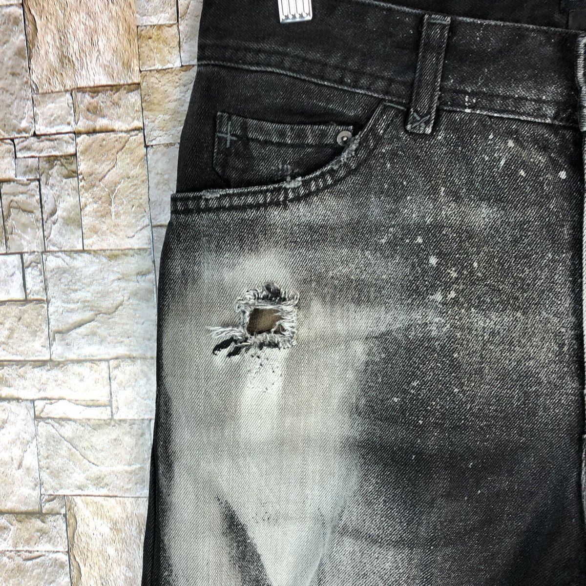 Japanese Brand Bershka Black faded ripped Distressed Denim Pants #A971 Size US 29 - 10 Thumbnail