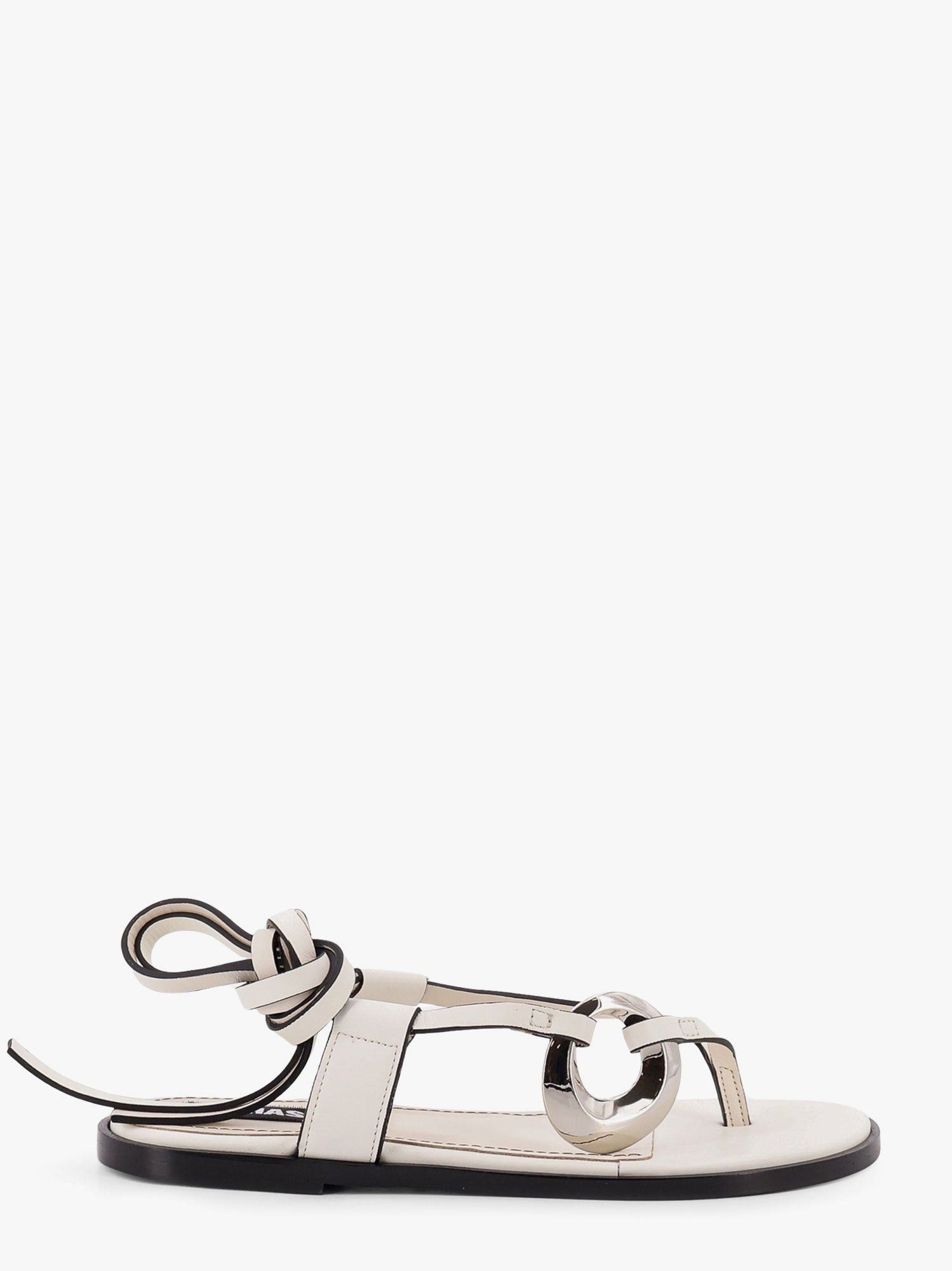 Alohas Morosia Leather Thong Sandals With Metal Ring, Women's (Size 8)