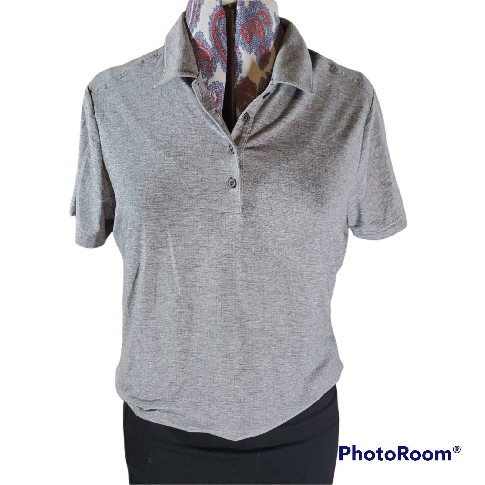 Adidas Adidas | Grey w/Pattern Short Sleeve Golf Shirt | Medium Size M / US 6-8 / IT 42-44 - 1 Thumbnail