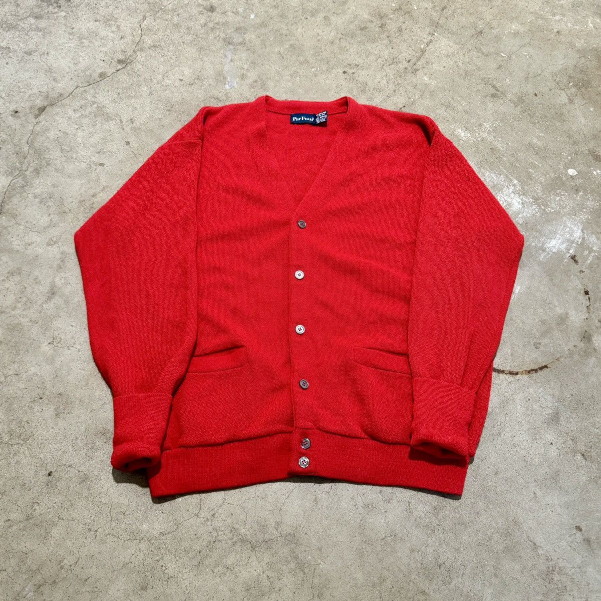 Vintage VINTAGE 80s RED ACRYLIC CARDIGAN! Size US L / EU 52-54 / 3 - 1 Thumbnail