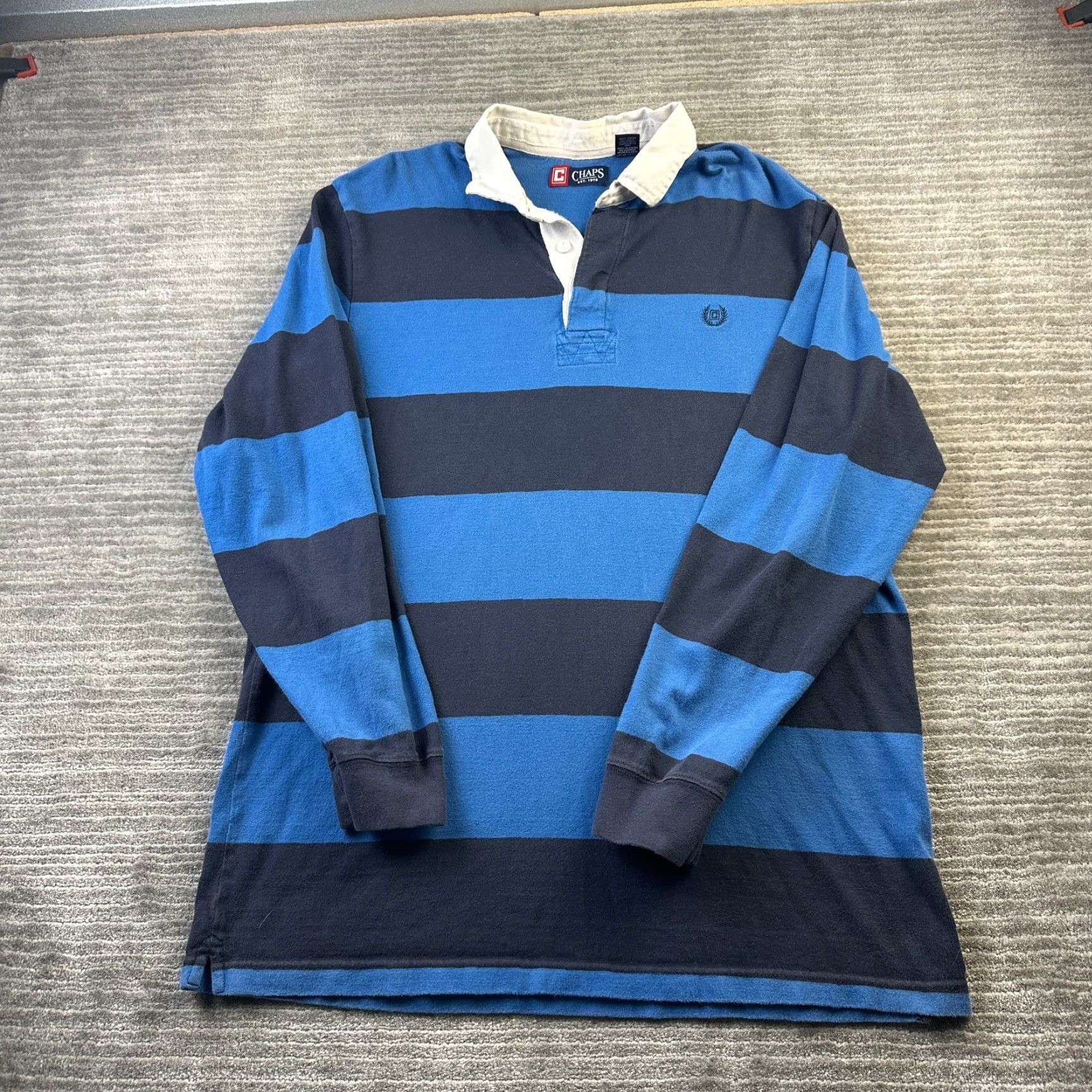 Chaps Chaps Rugby Shirt Mens Large Blue Orange Long Sleeve Polo Preppy Y2K Crest Size US XXL / EU 58 / 5 - 2 Thumbnail
