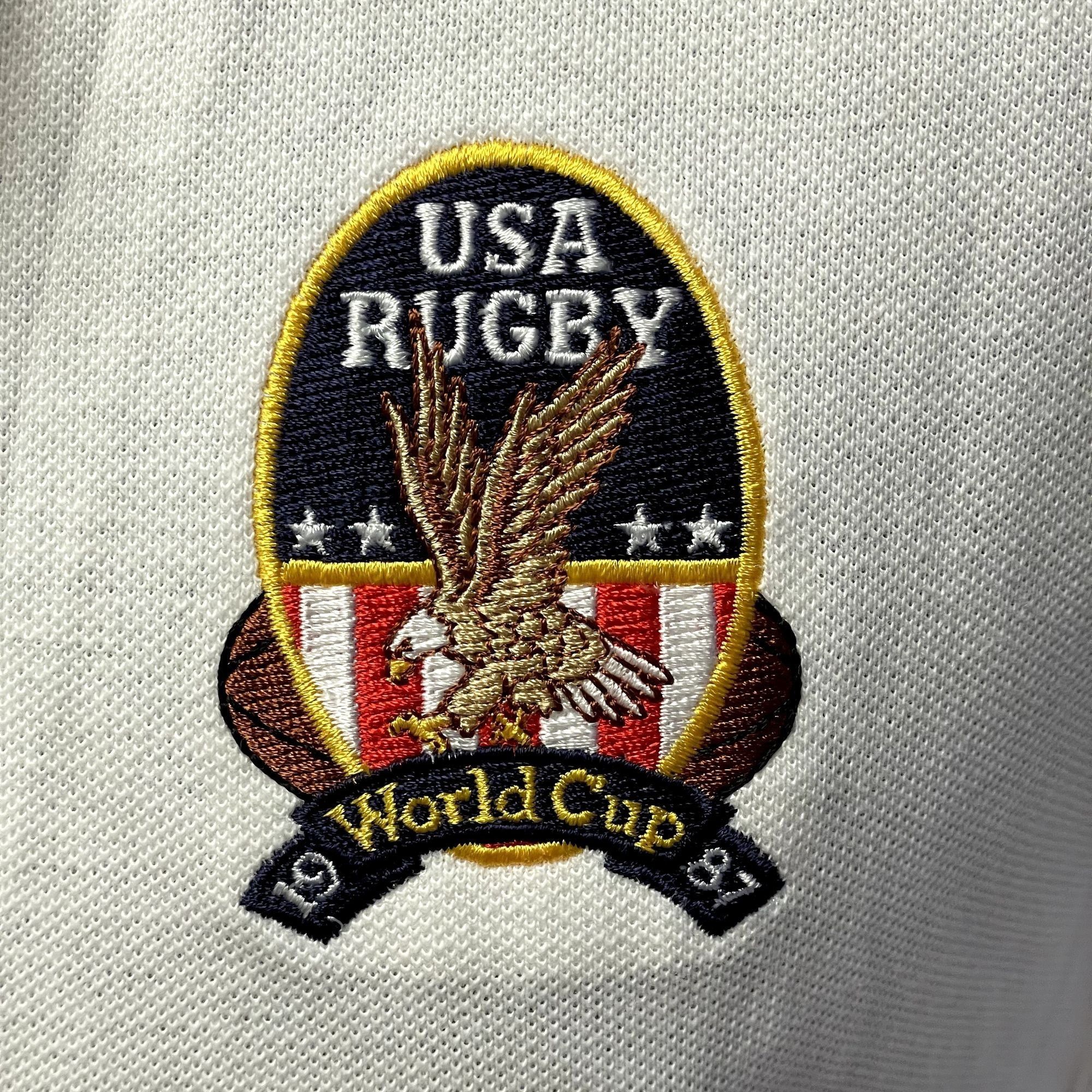80's Franklin Mills White USA Rugby World Cup Polo Shirt M - Main Image