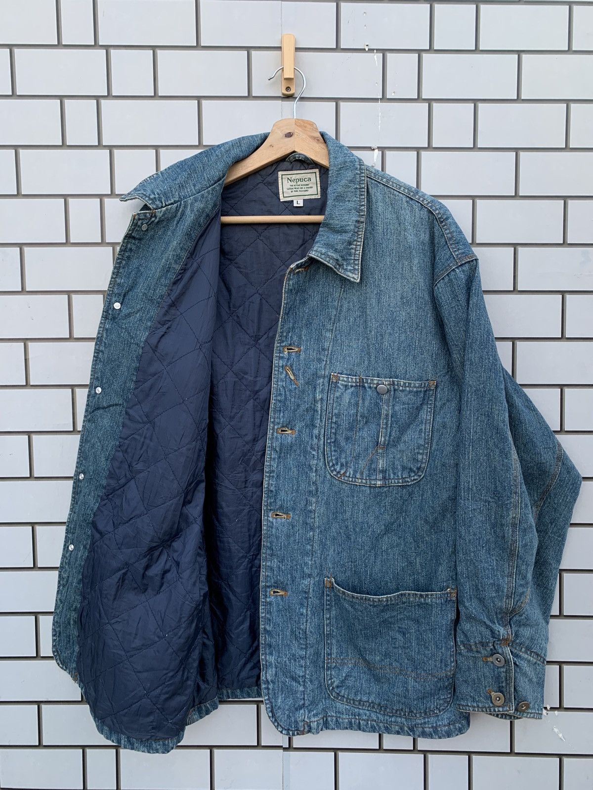 Indigo × Japanese Brand × Vintage Vintage Japanese Brand Nepuca Workwear Denim Jacket Size US L / EU 52-54 / 3 - 3 Thumbnail