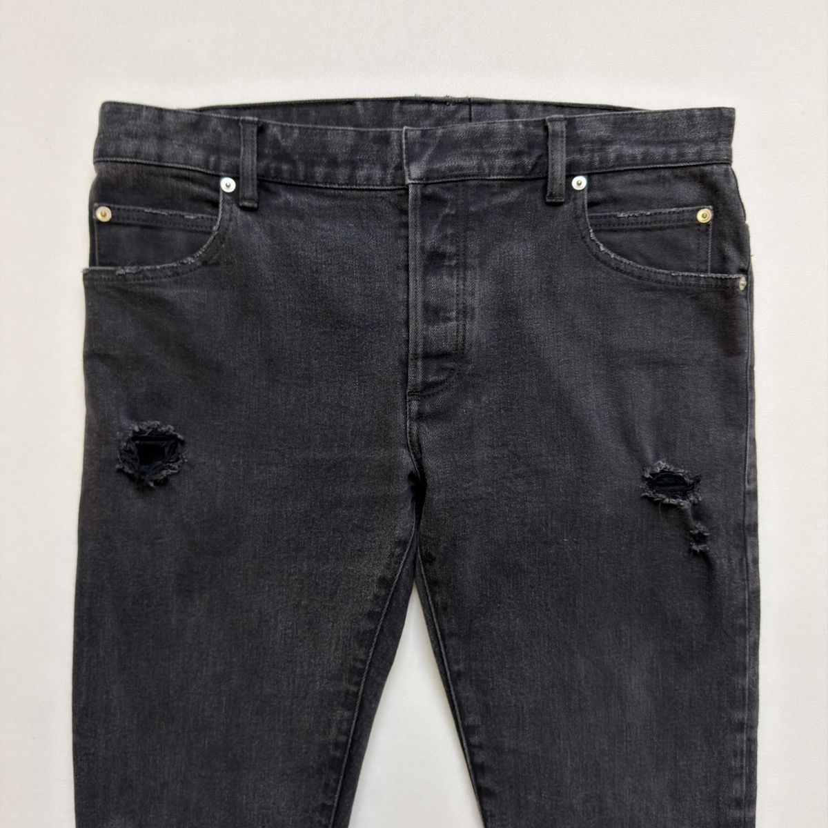 Balmain 2012 ‘Knee Blowout’ Washed Black Jeans Size US 34 / EU 50 - 4 Thumbnail