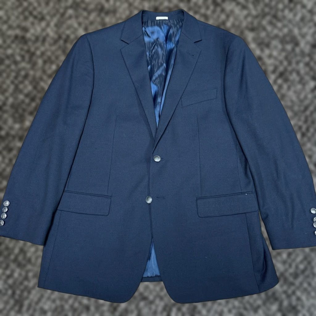 Joseph Abboud Joseph Abboud Blazer Mens 42R Navy Blue Knit Wool 2 Button Sport Coat Size 42R - 1 Thumbnail