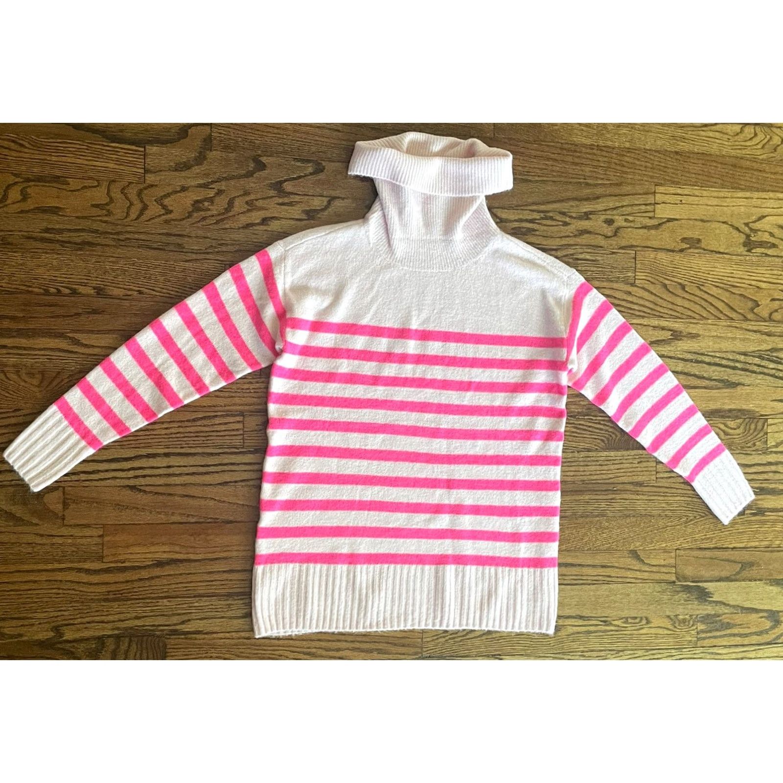 Loft Loft Women Small Cowl Neck Sweater Knit Ribbed Trim Striped Pink NWT Pullover Long Sleeve Regular Fit Size S / US 4 / IT 40 - 5 Thumbnail