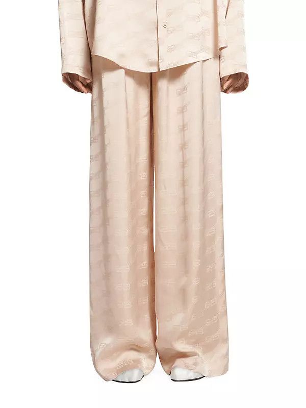 Balenciaga o1bcso1str1124 BB Monogram Pyjama Pants in Beige Size 30" / US 8 / IT 44 - 3 Thumbnail