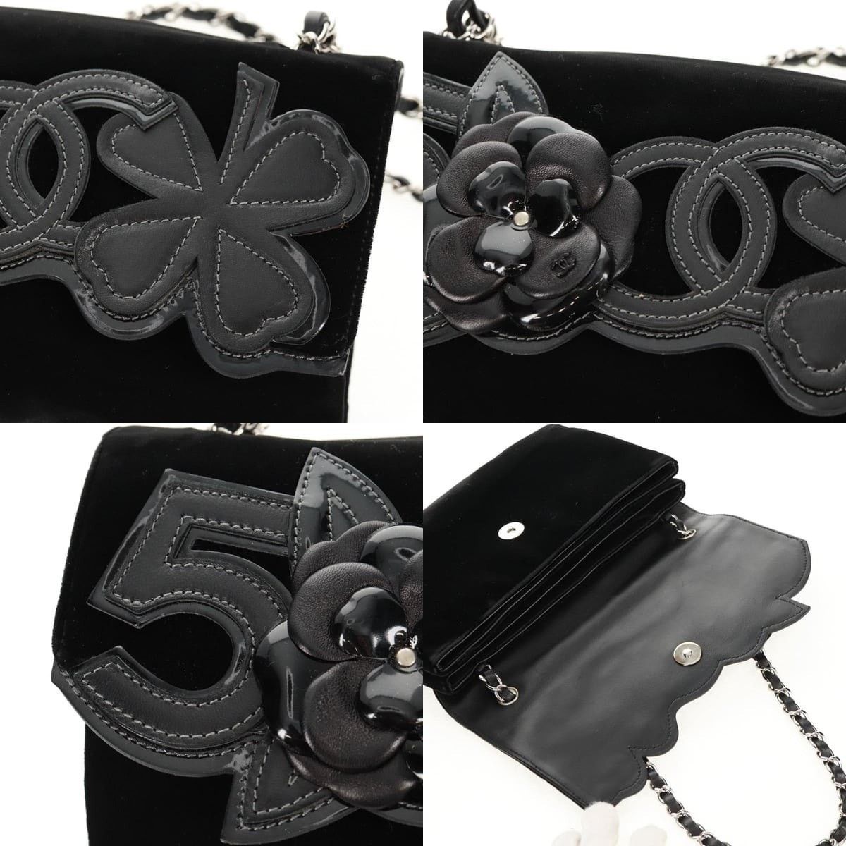 Chanel Chanel Chain Camellia No.5 Shoulder Bag Velour Size ONE SIZE - 6 Thumbnail