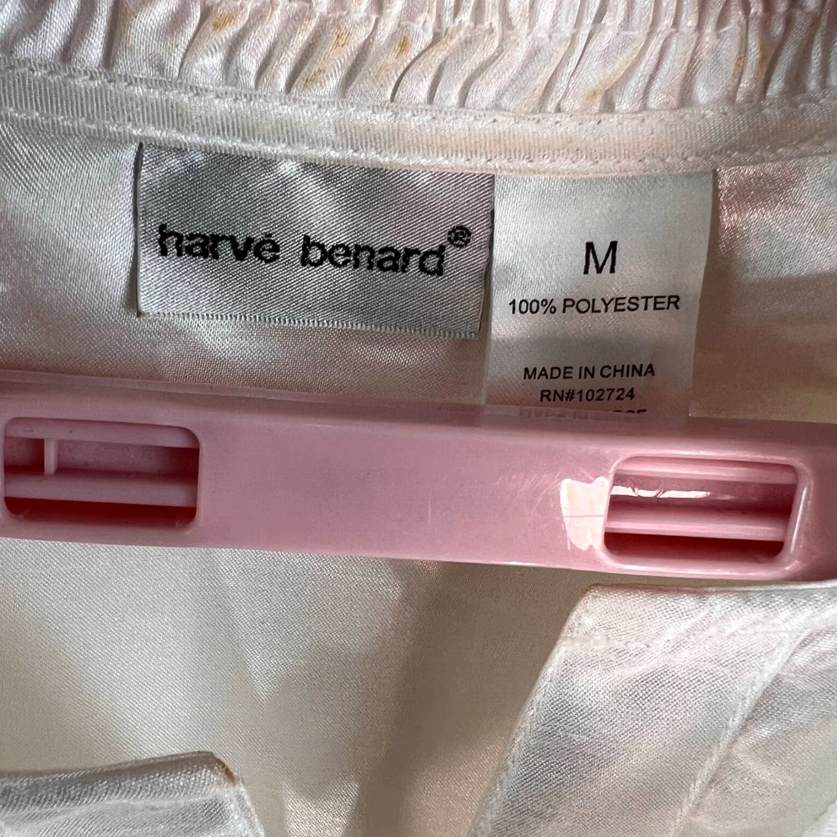 Vintage VINTAGE harvé benard Blouse Shirt M White Ruffled Pearl Button-down Polyester Satin Retro Puff Sleeve 3/4 Sleeve Women Women Size M / US 6-8 / IT 42-44 - 3 Thumbnail