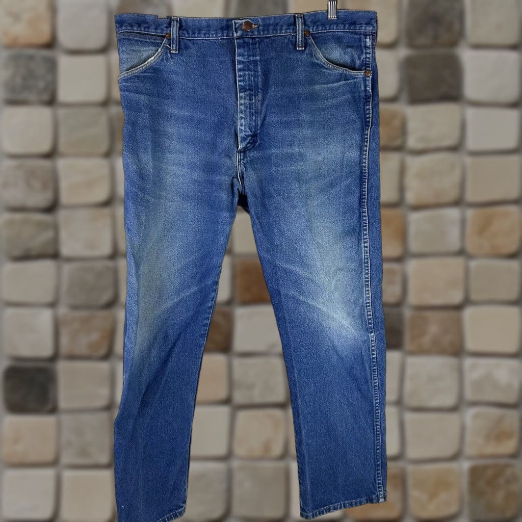 Wrangler Wrangler Jeans Mens 40X30 13MWZ Denim Jeans Western Cowboy Rancher Made USA Black Dark Color Straight 30 In Inseam Mens Size US 40 / EU 56 - 1 Thumbnail