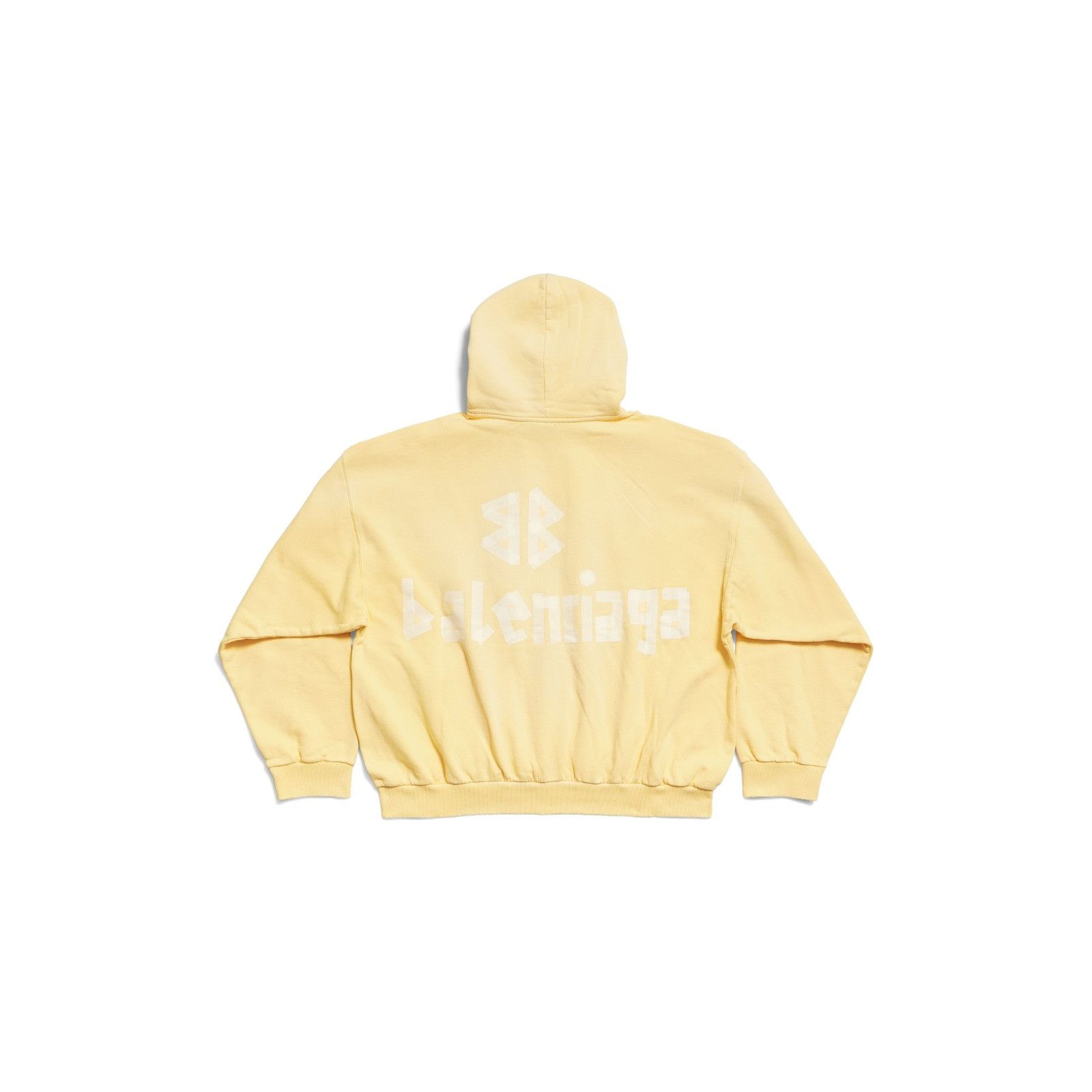 Balenciaga o1srvl11e0426 Tape Type Ripped Pocket Hoodie in Pale Yellow Size M / US 6-8 / IT 42-44 - 2 Thumbnail