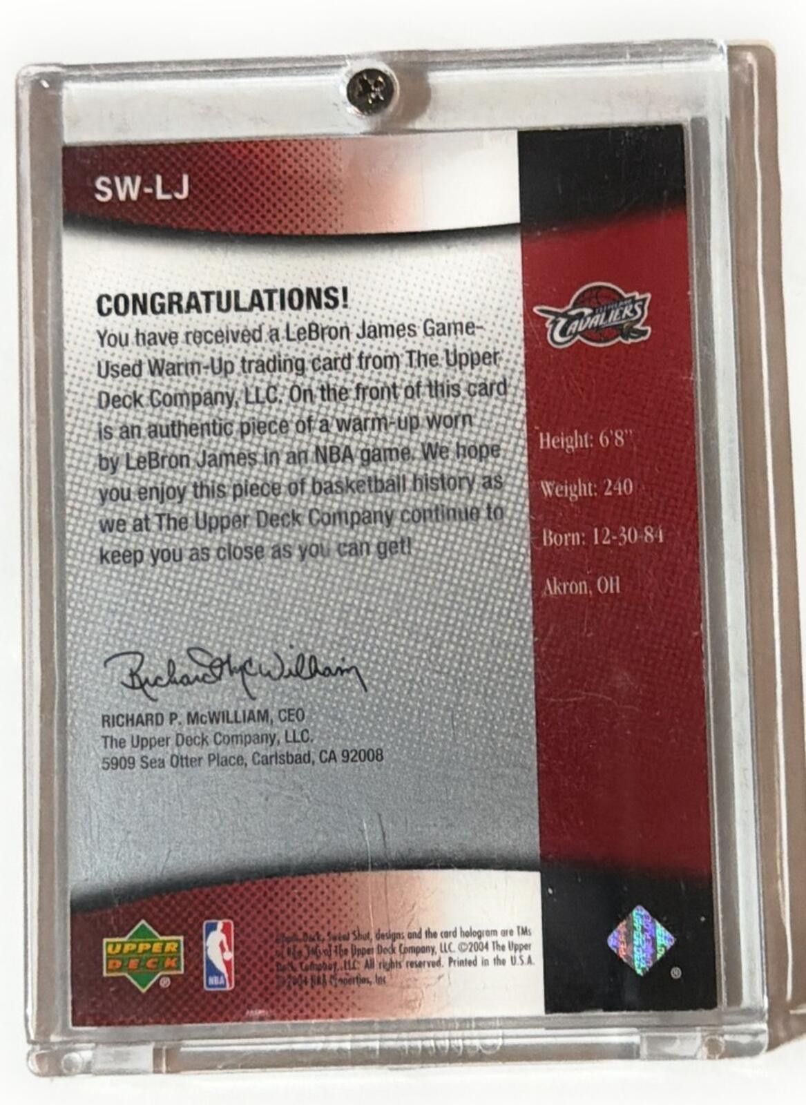 Other 04-05 UD Sweet Shot Sweet Swatches Lebron James SW-LJ MEM Size ONE SIZE - 2 Thumbnail