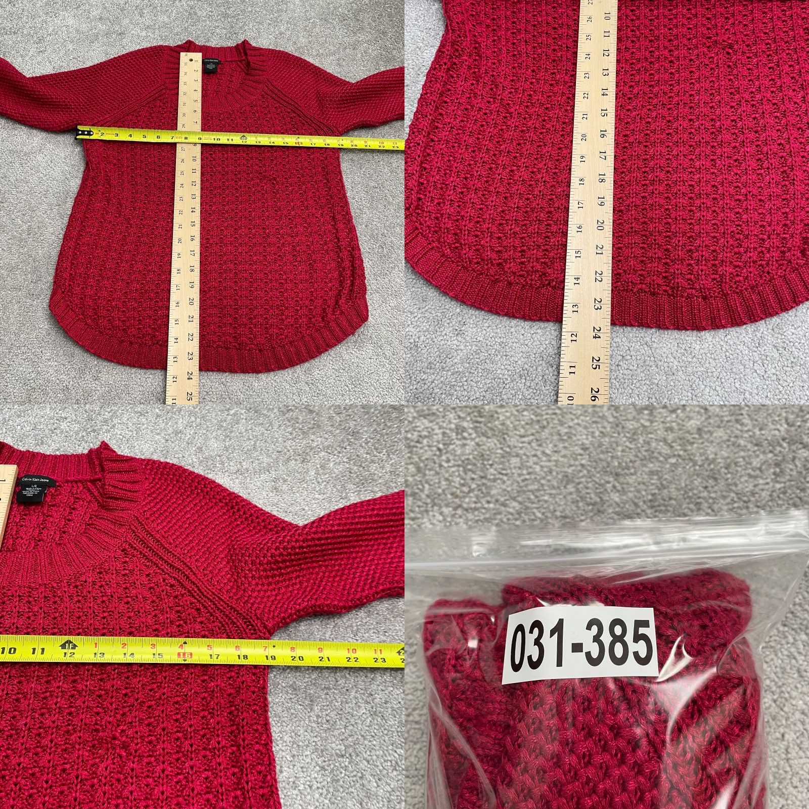 Calvin Klein Calvin Klein Jeans Women's L Red Chunky Pullover Sweater Scoop Neck Acrylic Size L / US 10 / IT 46 - 8 Thumbnail