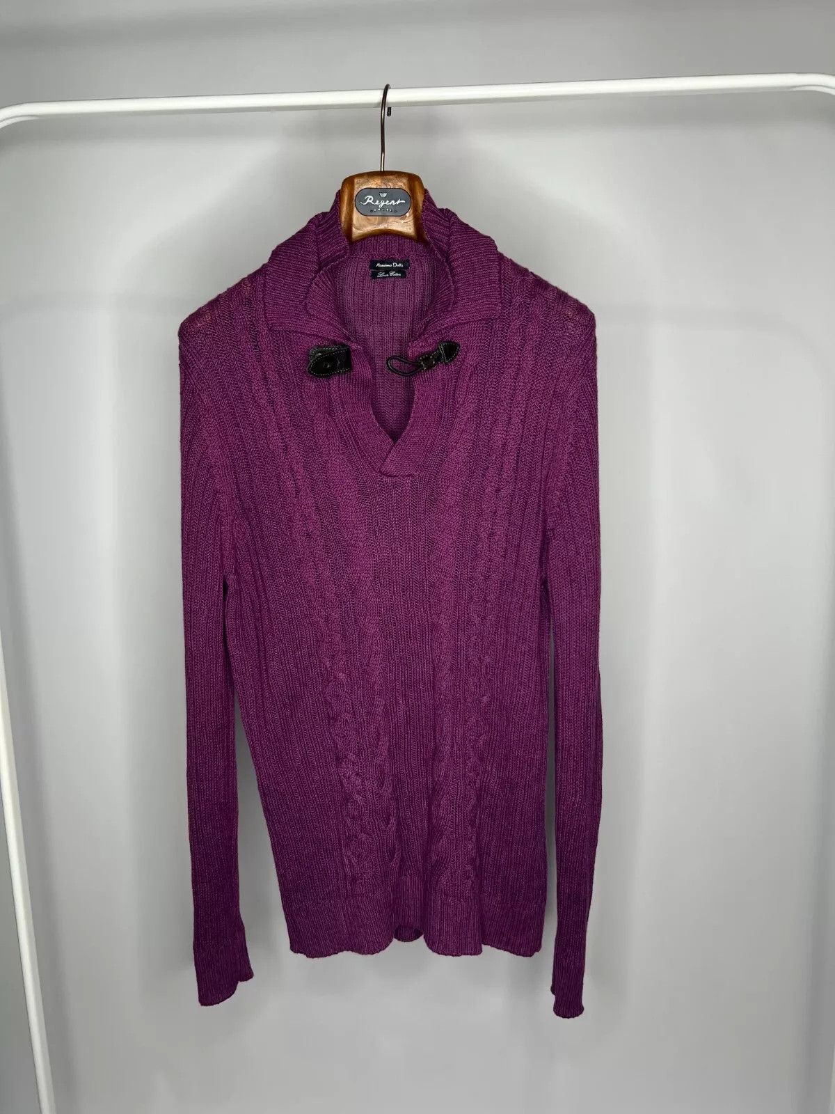 Massimo Dutti Massimo Dutti Purple Cable Knit Sweater XL Linen Cotton Size XL / US 12-14 / IT 48-50 - 11 Thumbnail