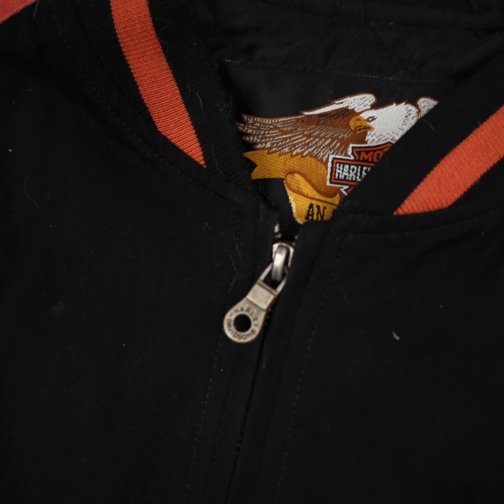 Harley Davidson VINTAGE Harley-Davidson Mens XL Spellout Quilted Bomber Jacket Black Size US XL / EU 56 / 4 - 7 Thumbnail
