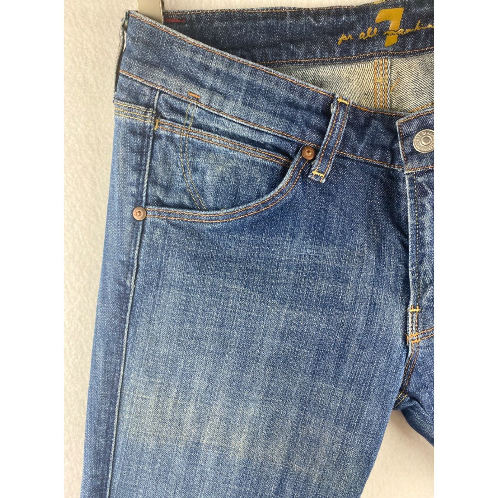7 For All Mankind 7 for all Mankind Jeans Womens 28 Bootcut Denim Blue 5-Pocket Pockets Belt Loops Flap Pockets Made In USA Vintage No Regular Fit Modern Style Size 28" / US 6 / IT 42 - 7 Thumbnail