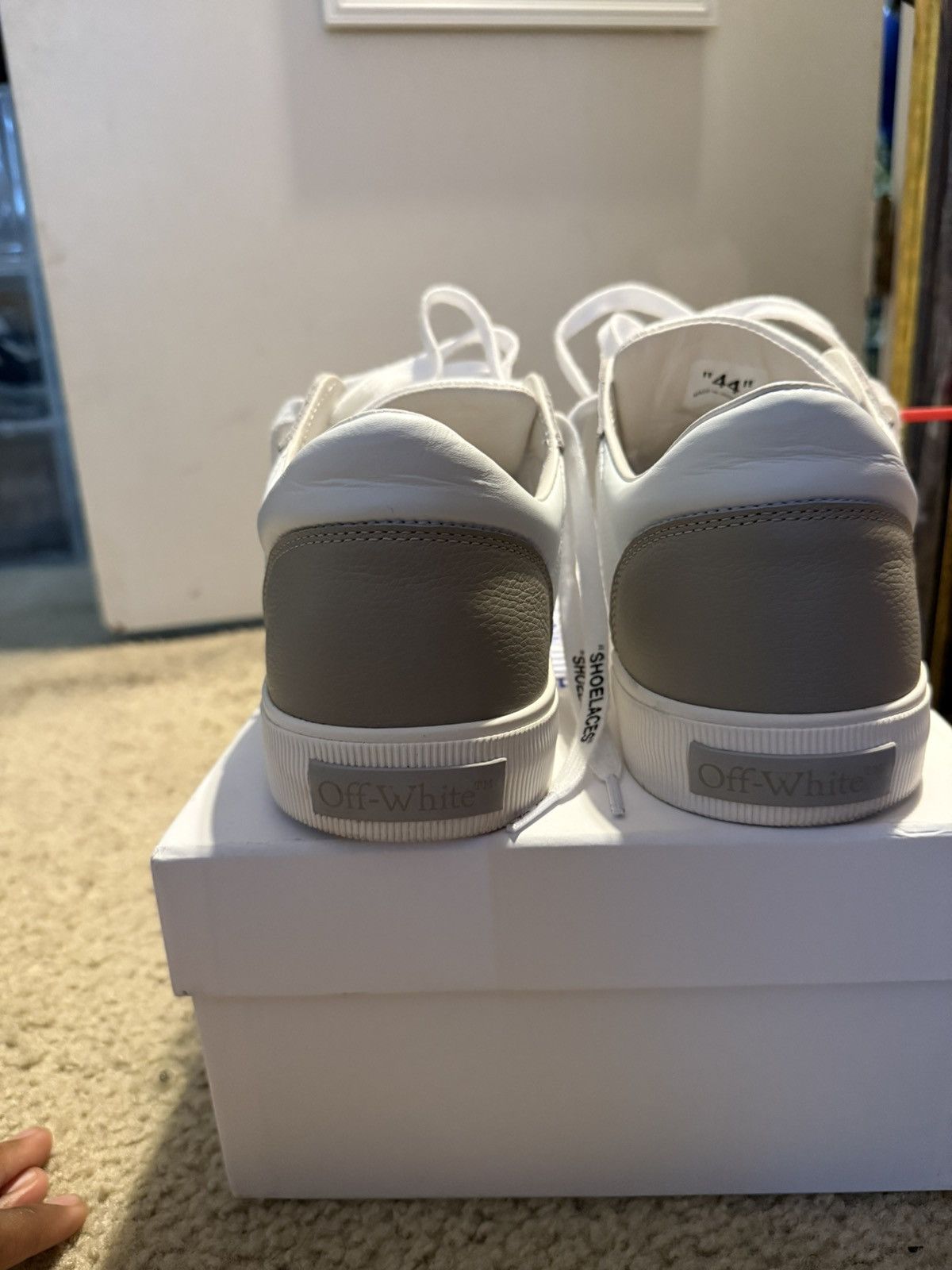 Off-White OFF WHITE - White & Taupe Vulcanized Leather Sneaker Size US 11 / EU 44 - 4 Thumbnail