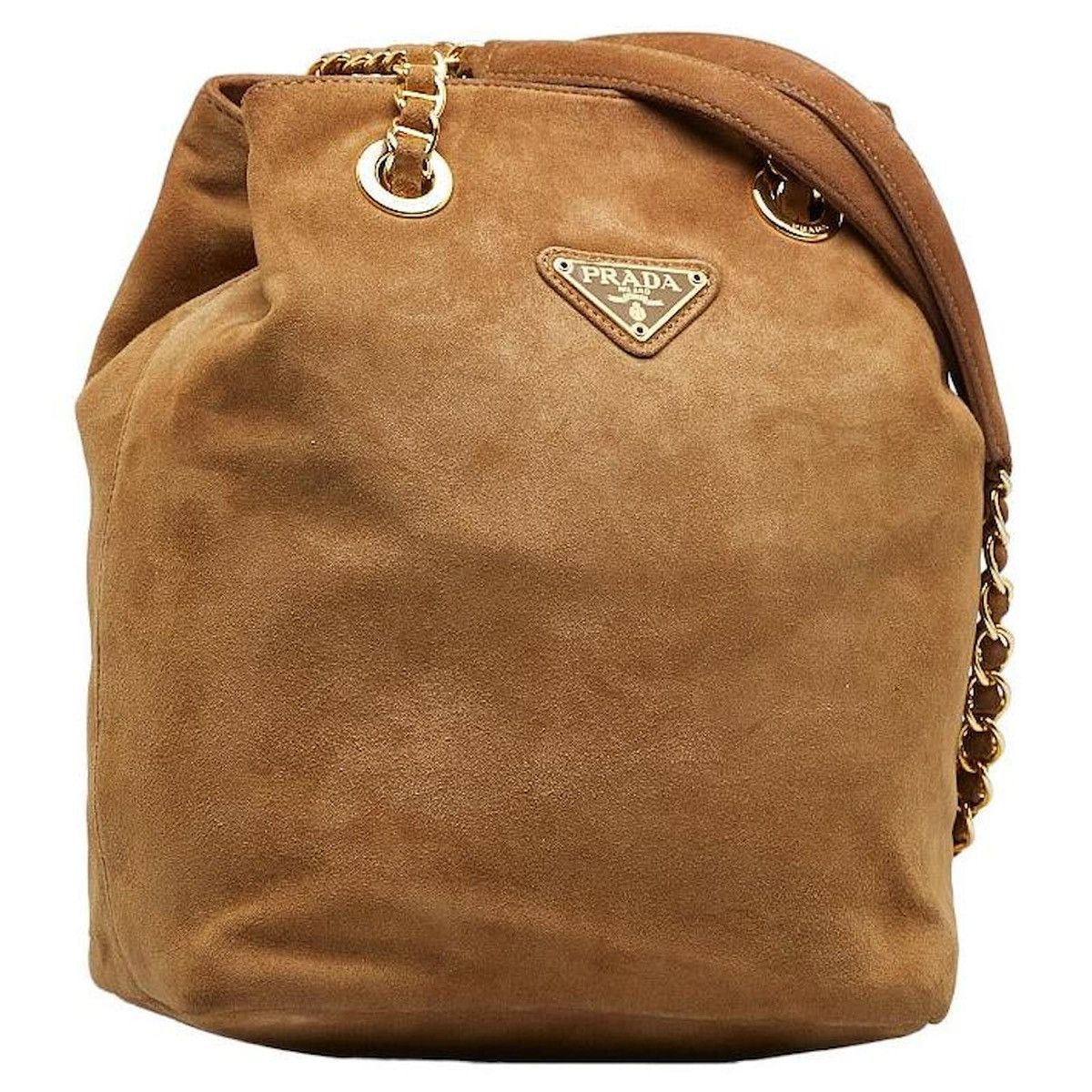 Prada Prada Brown Chain Suede Leather Shoulder Bag Size ONE SIZE - 2 Thumbnail