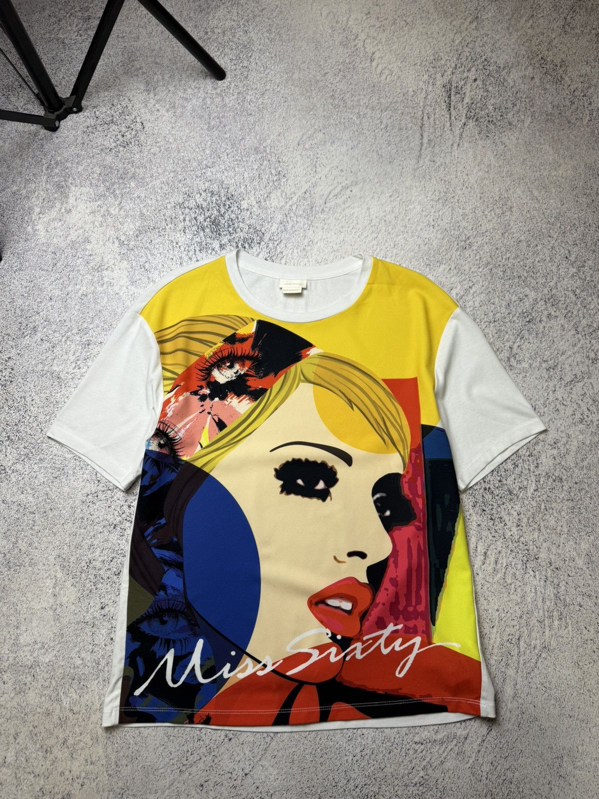Vintage Miss Sixty Sexy Logo Girl Gun Tee Y2K Awant Garde